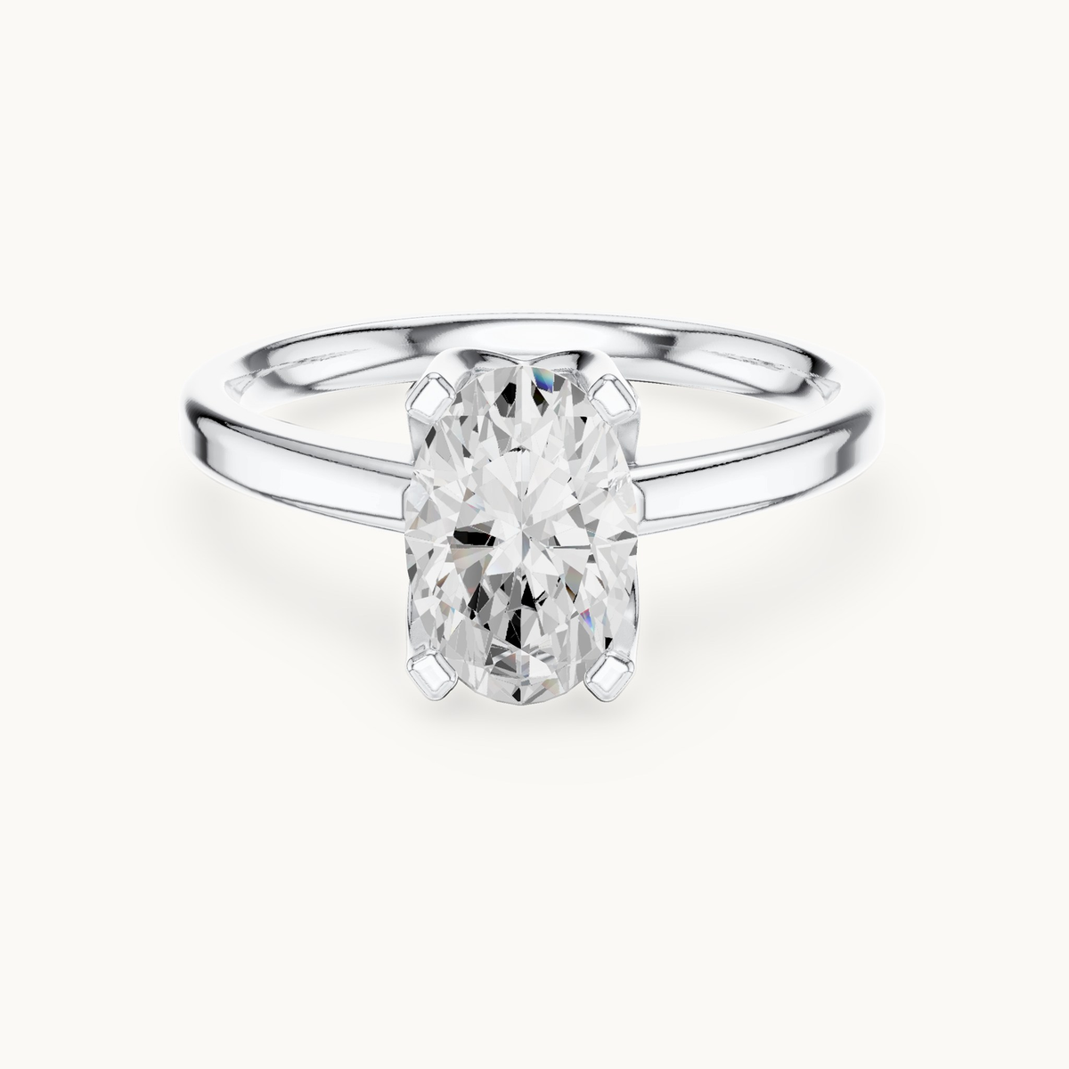 Oval lab-grown diamond solitaire engagement ring in 14K white gold, 1.40 CT TW, view 4