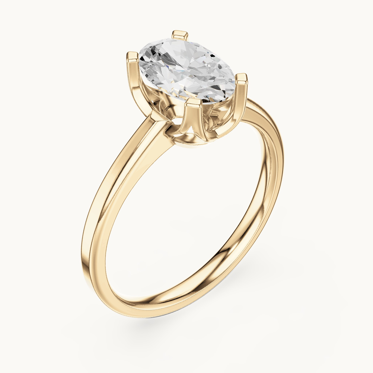 Oval lab-grown diamond solitaire engagement ring in 14K yellow gold, 1.40 CT TW, view 2