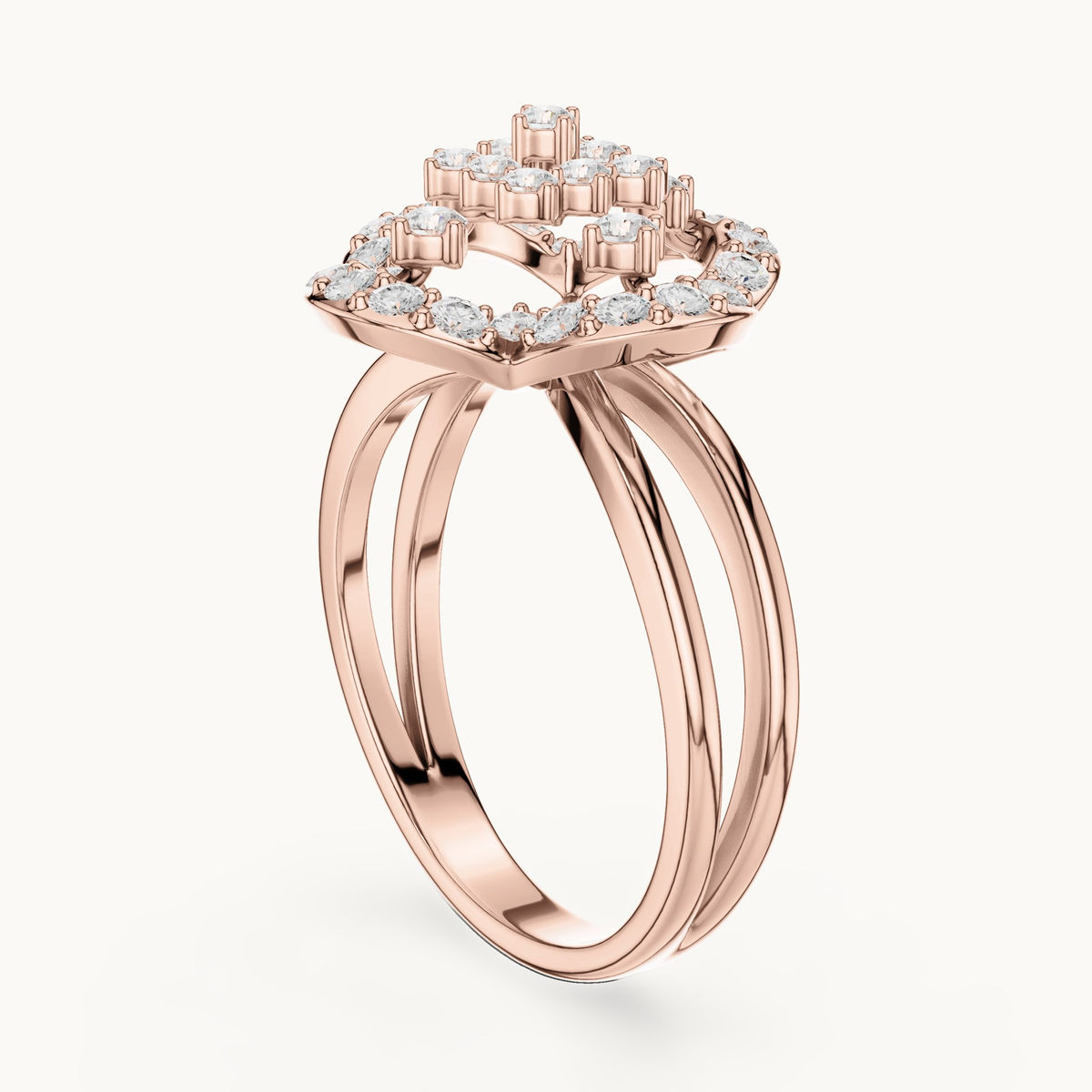 Round lab-grown diamond cluster ring in 14K rose gold, 0.70 CT TW, view 1