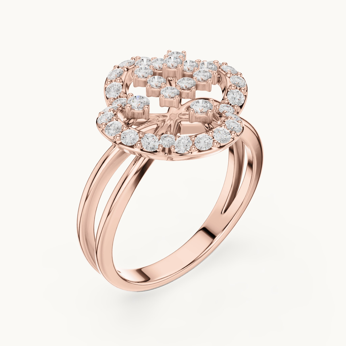 Round lab-grown diamond cluster ring in 14K rose gold, 0.70 CT TW, view 2