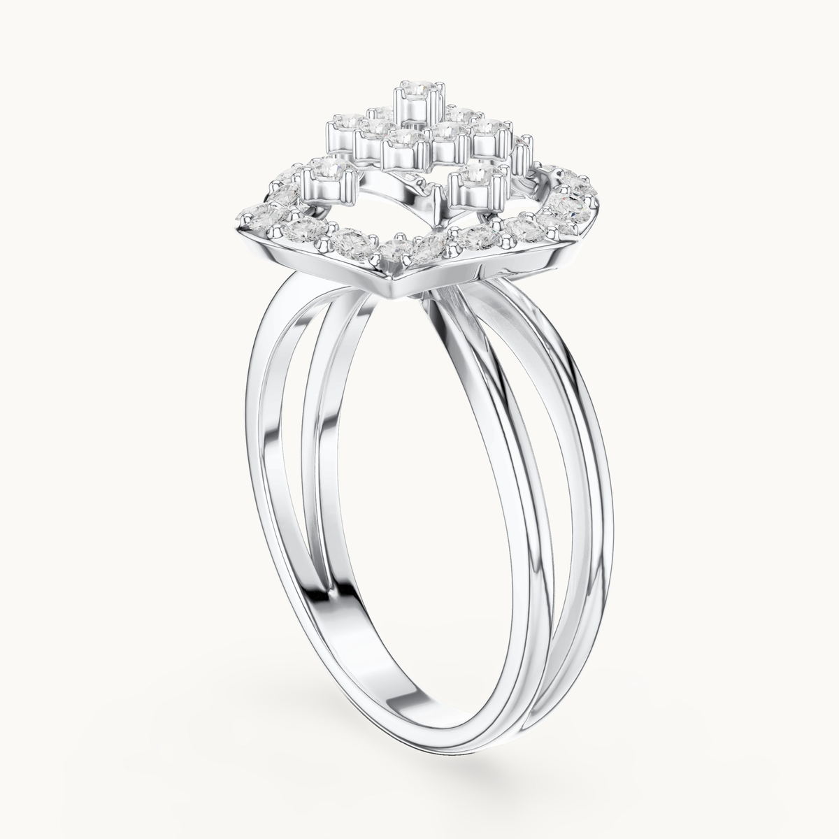 Round lab-grown diamond cluster ring in 14K white gold, 0.70 CT TW, view 1