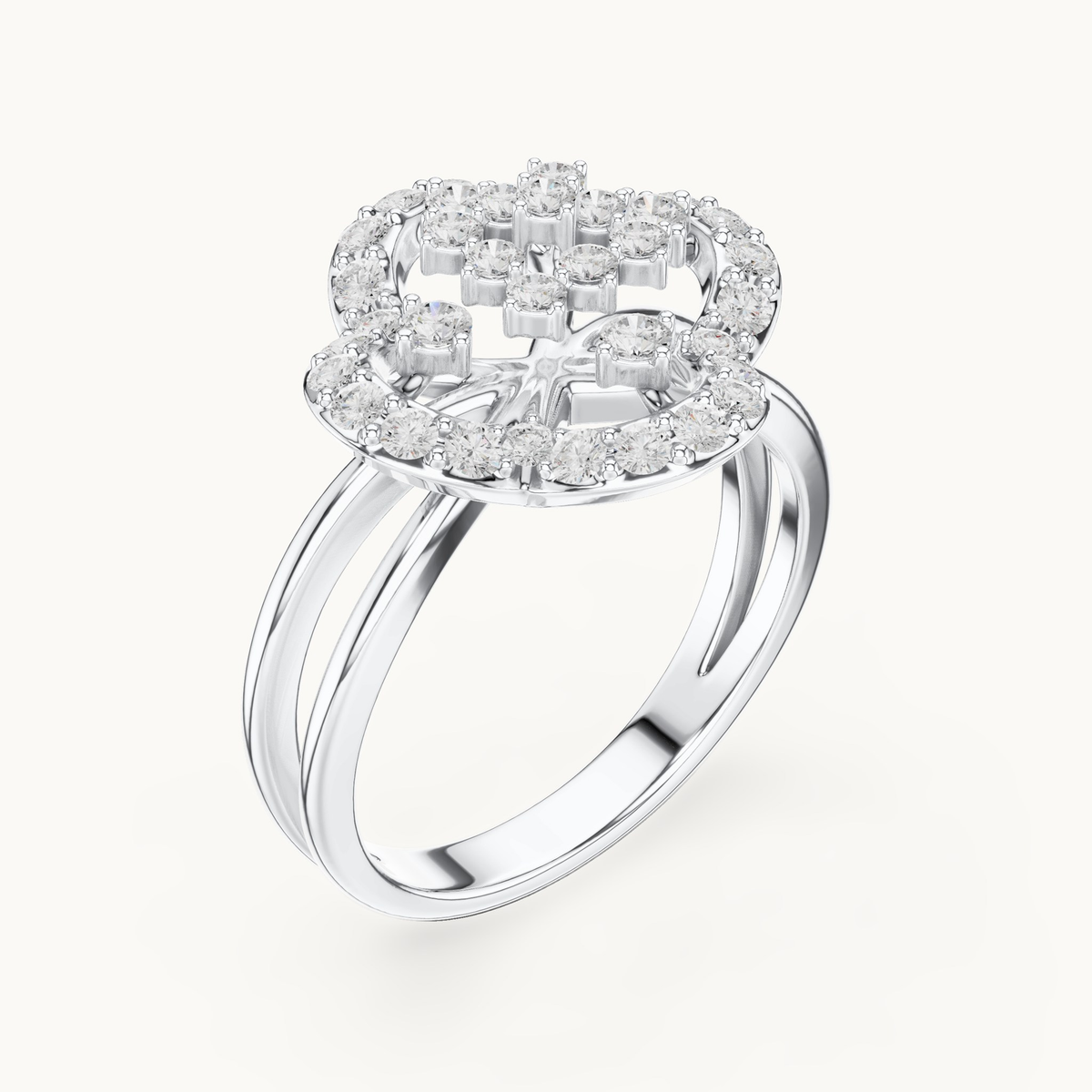 Round lab-grown diamond cluster ring in 14K white gold, 0.70 CT TW, view 2