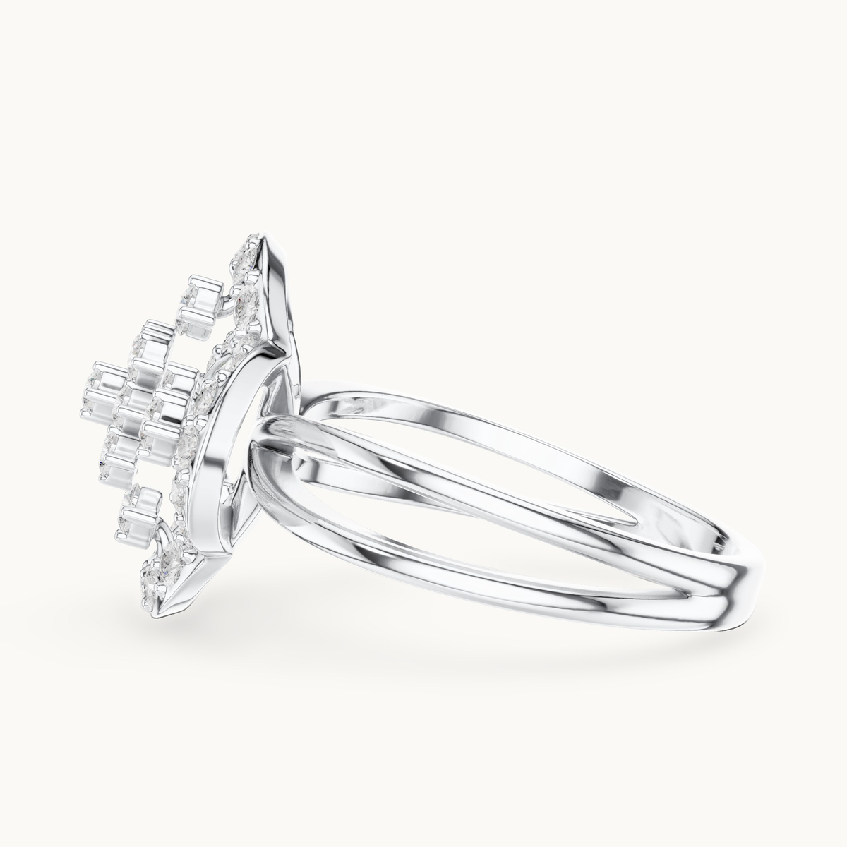 Round lab-grown diamond cluster ring in 14K white gold, 0.70 CT TW, view 3