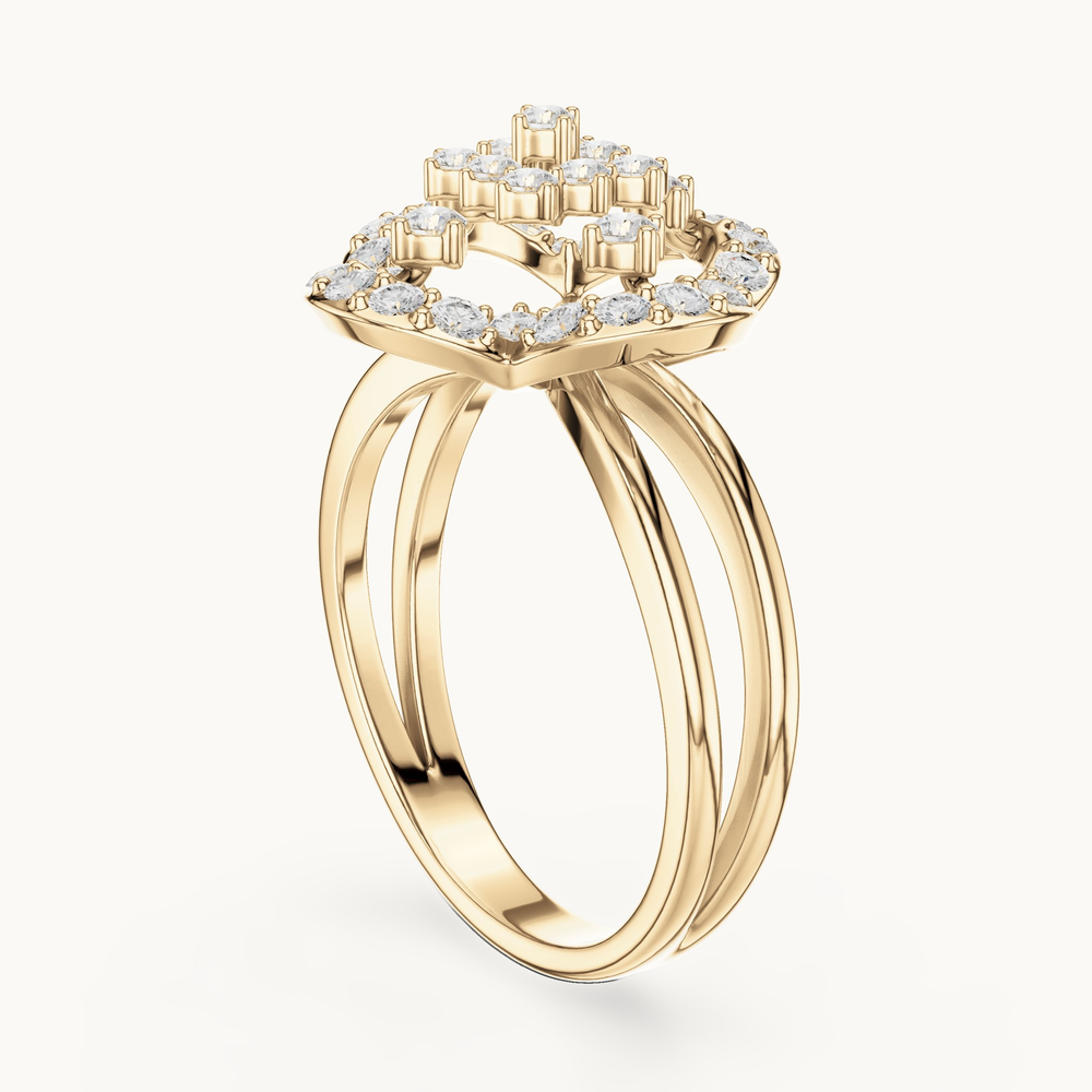 Round lab-grown diamond cluster ring in 14K yellow gold, 0.70 CT TW, view 1