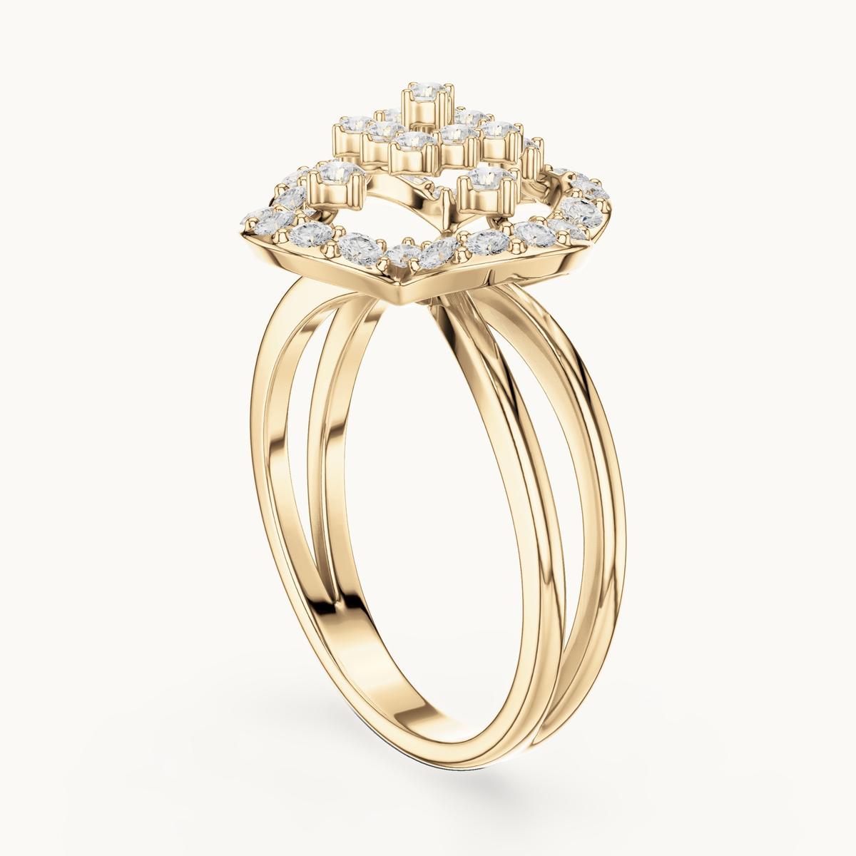 Round lab-grown diamond cluster ring in 14K yellow gold, 0.70 CT TW, view 1