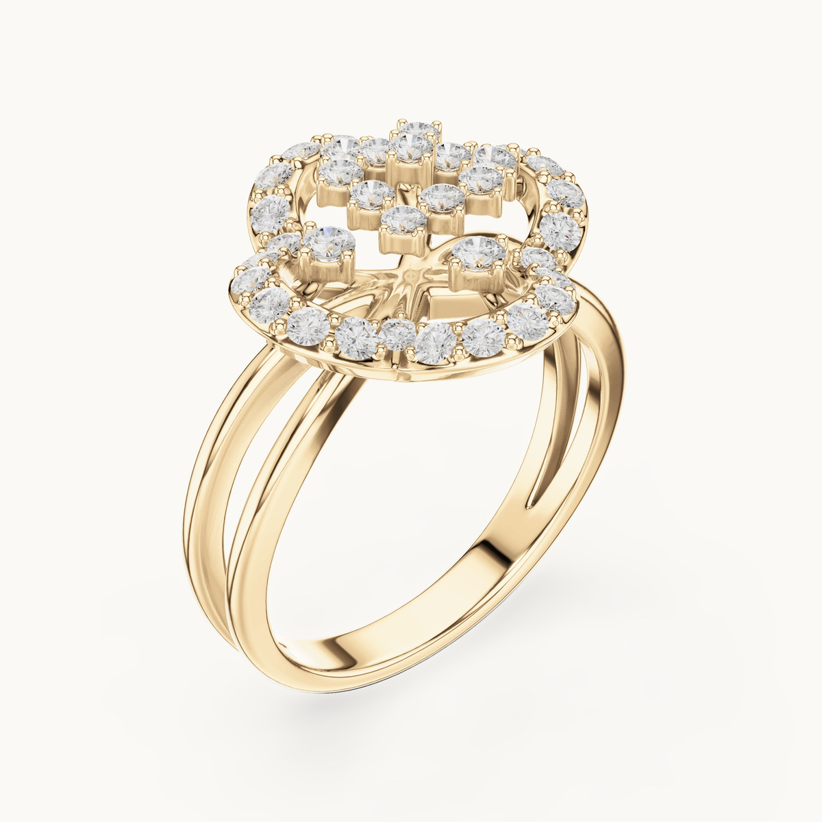 Round lab-grown diamond cluster ring in 14K yellow gold, 0.70 CT TW, view 2