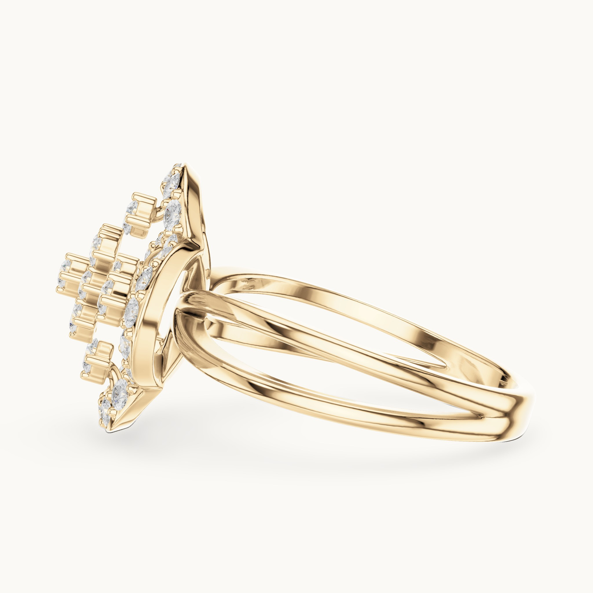 Round lab-grown diamond cluster ring in 14K yellow gold, 0.70 CT TW, view 3