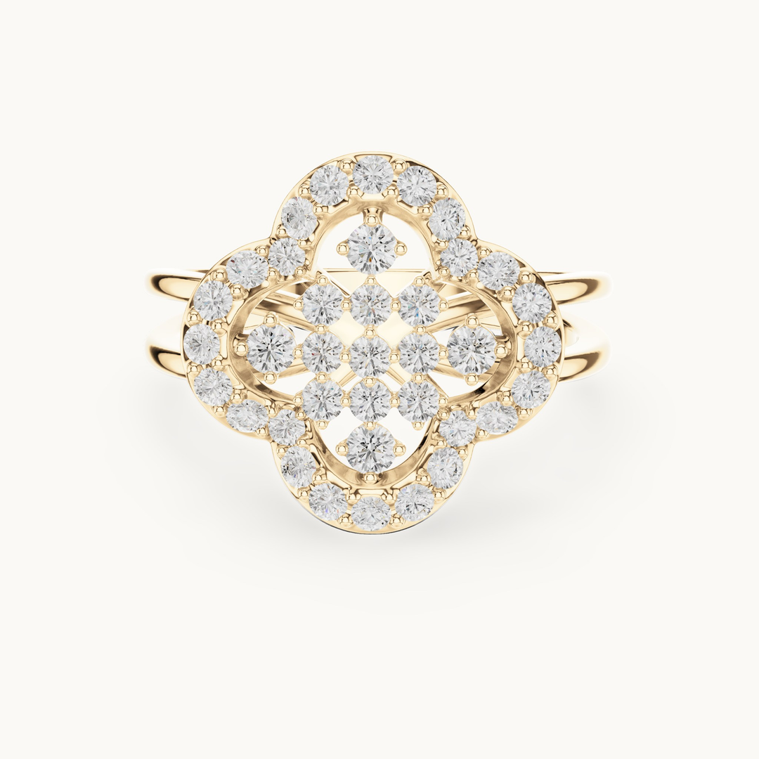 Round lab-grown diamond cluster ring in 14K yellow gold, 0.70 CT TW, view 4
