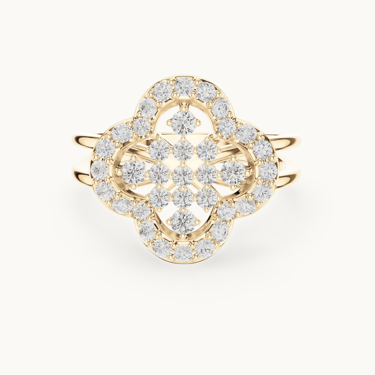 Round lab-grown diamond cluster ring in 14K yellow gold, 0.70 CT TW, view 4