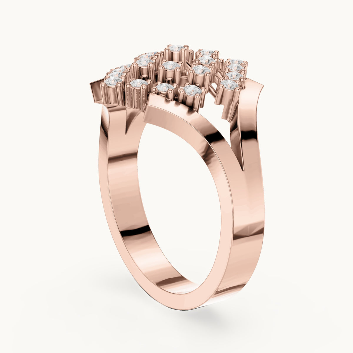Round lab-grown diamond lattice cocktail ring in rose gold, 0.414 CT TW, view 1