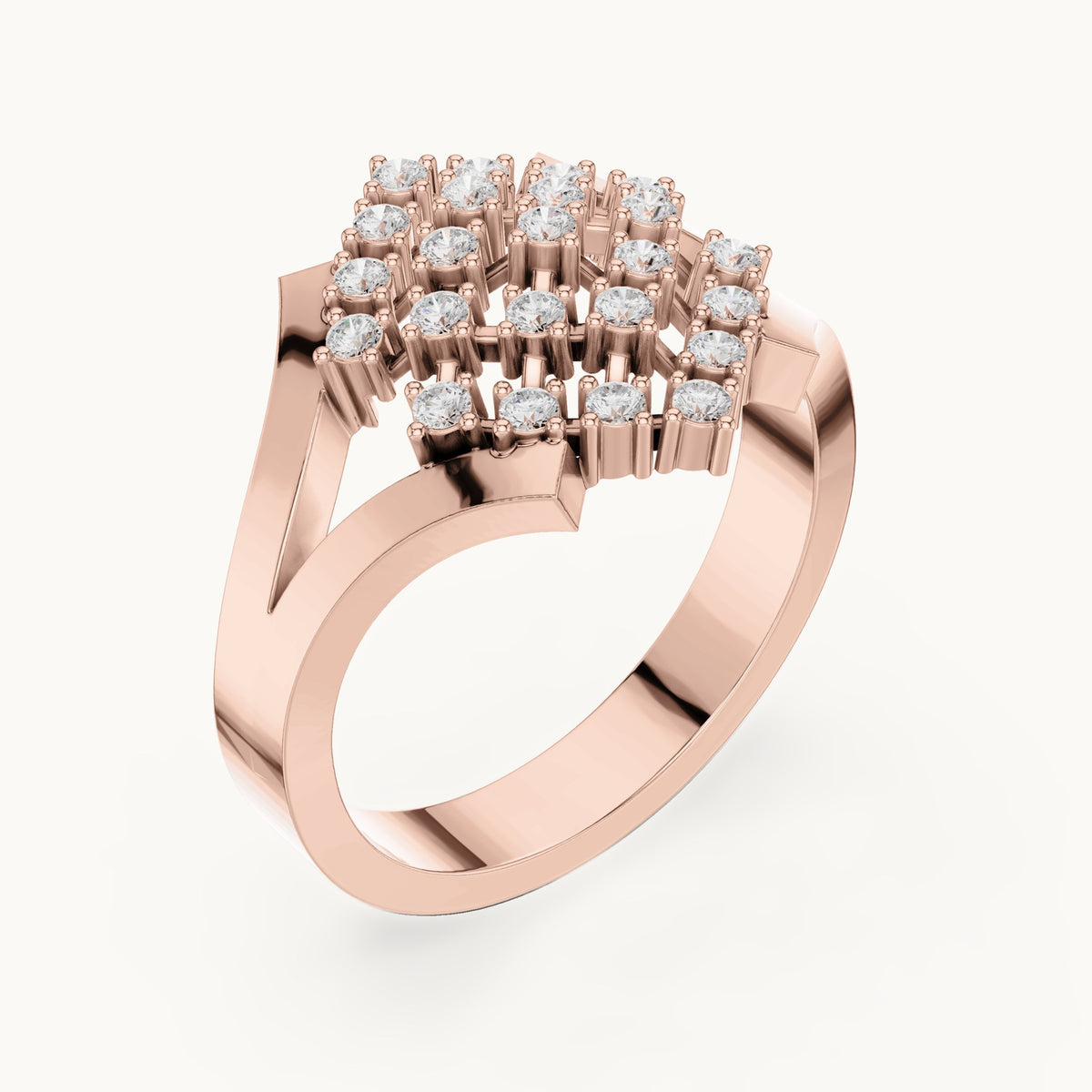 Round lab-grown diamond lattice cocktail ring in rose gold, 0.414 CT TW, view 2