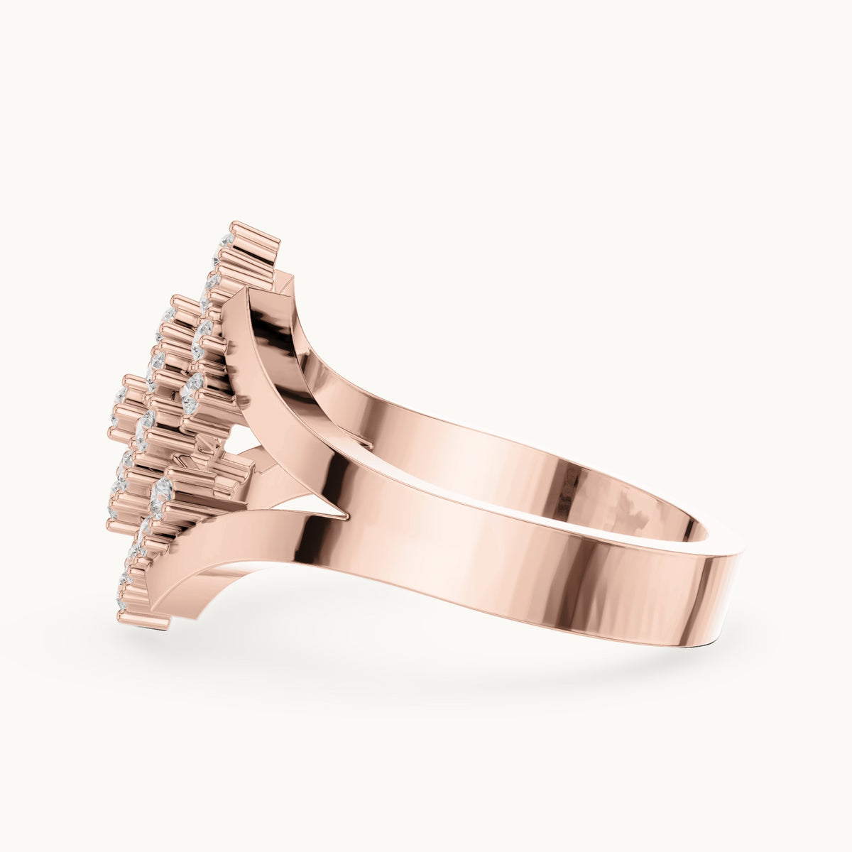 Round lab-grown diamond lattice cocktail ring in rose gold, 0.414 CT TW, view 3