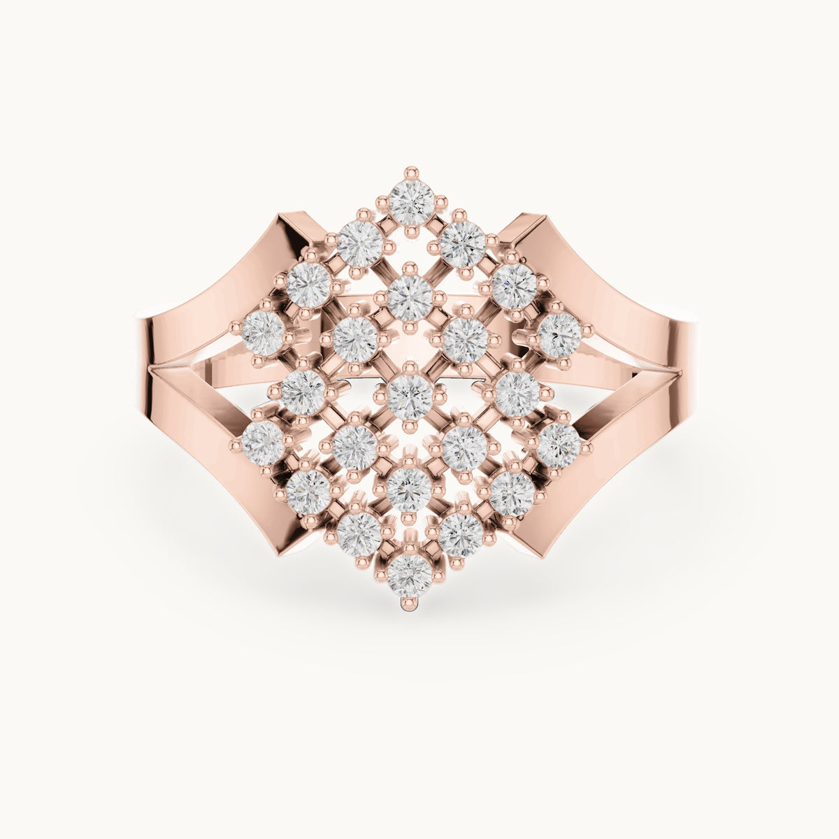 Round lab-grown diamond lattice cocktail ring in rose gold, 0.414 CT TW, view 4
