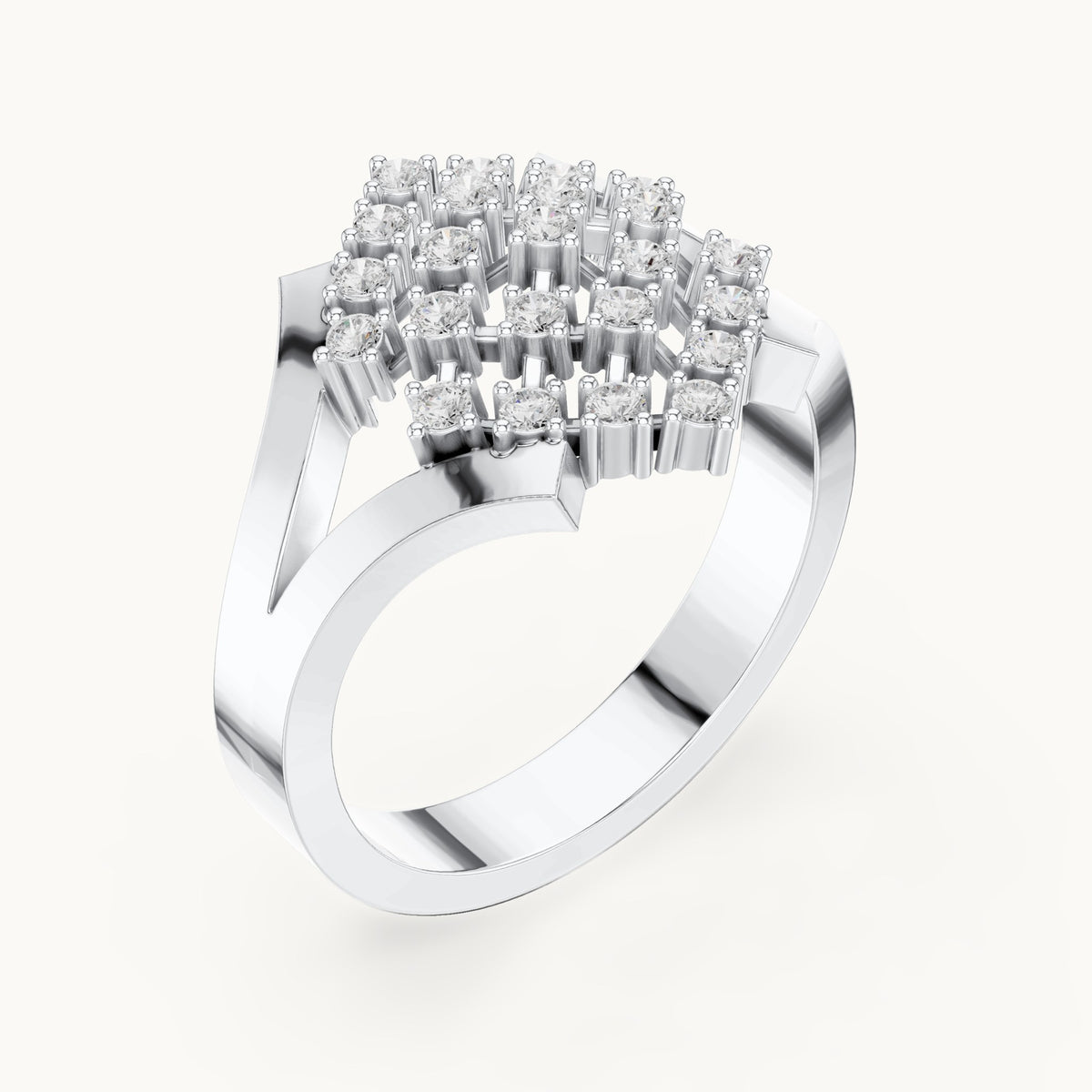 Round lab-grown diamond lattice cocktail ring in white gold, 0.414 CT TW, view 2