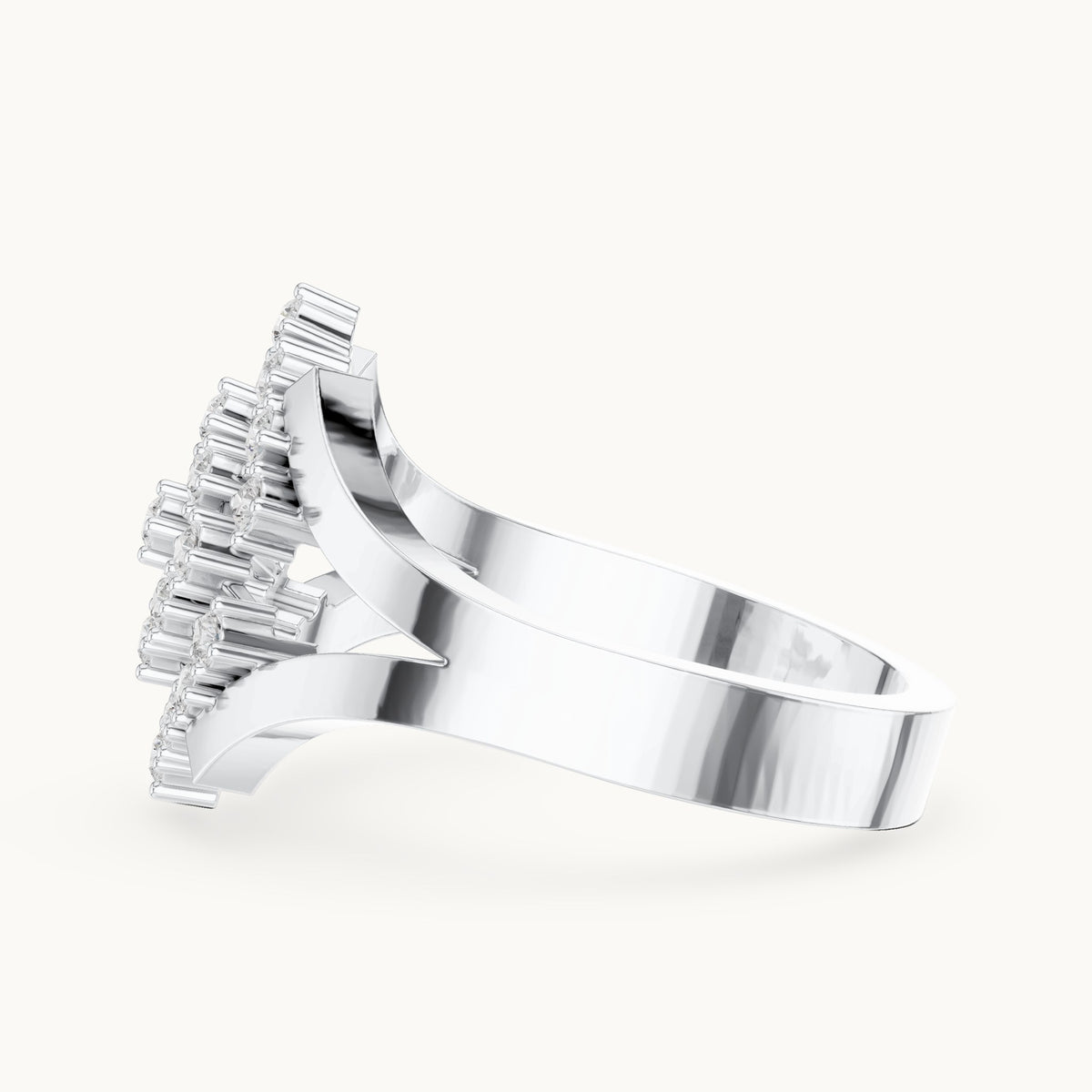 Round lab-grown diamond lattice cocktail ring in white gold, 0.414 CT TW, view 3