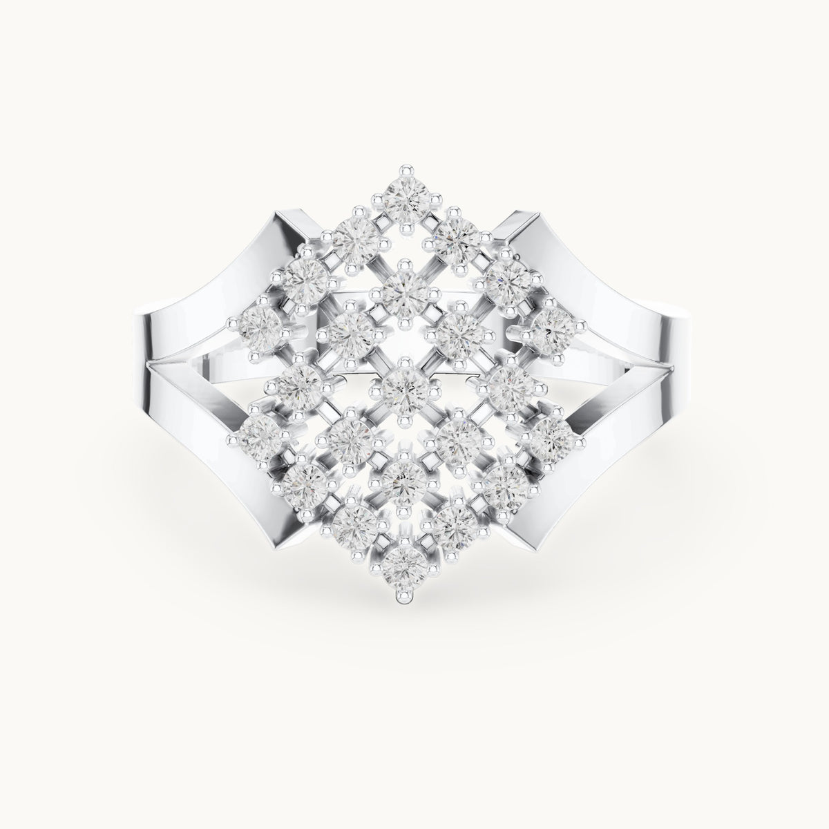 Round lab-grown diamond lattice cocktail ring in white gold, 0.414 CT TW, view 4