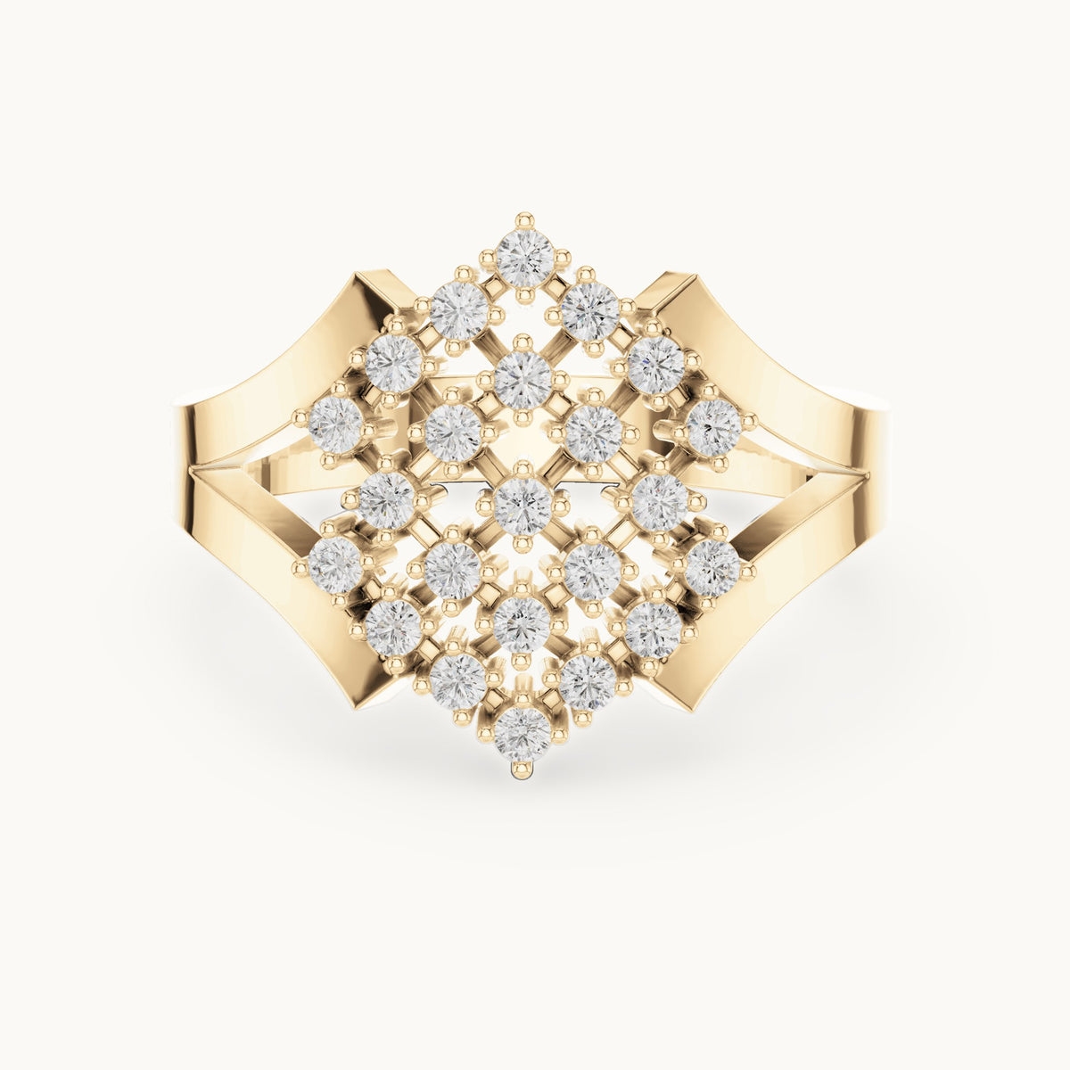 Round lab-grown diamond lattice cocktail ring in yellow gold, 0.414 CT TW, view 4
