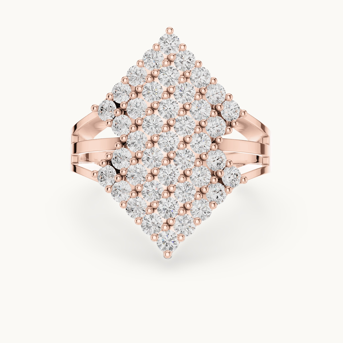 Round lab-grown diamond chevron pavé ring in 14K rose gold, 1.64 CT TW, view 4