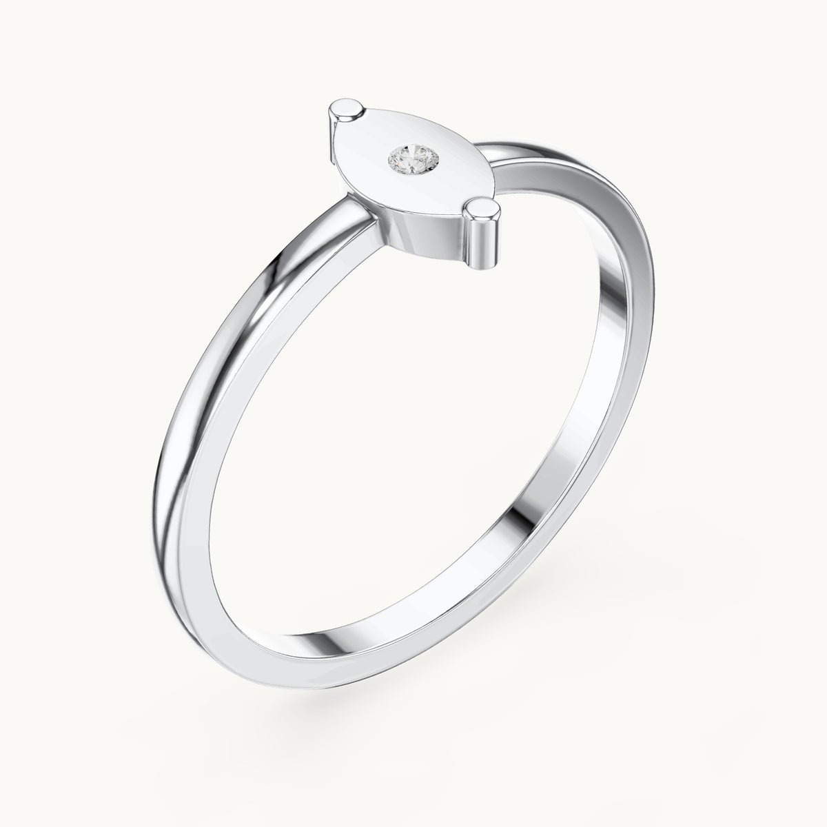 Round lab-grown diamond plate solitaire ring in white gold, 0.01 CT TW, view 2