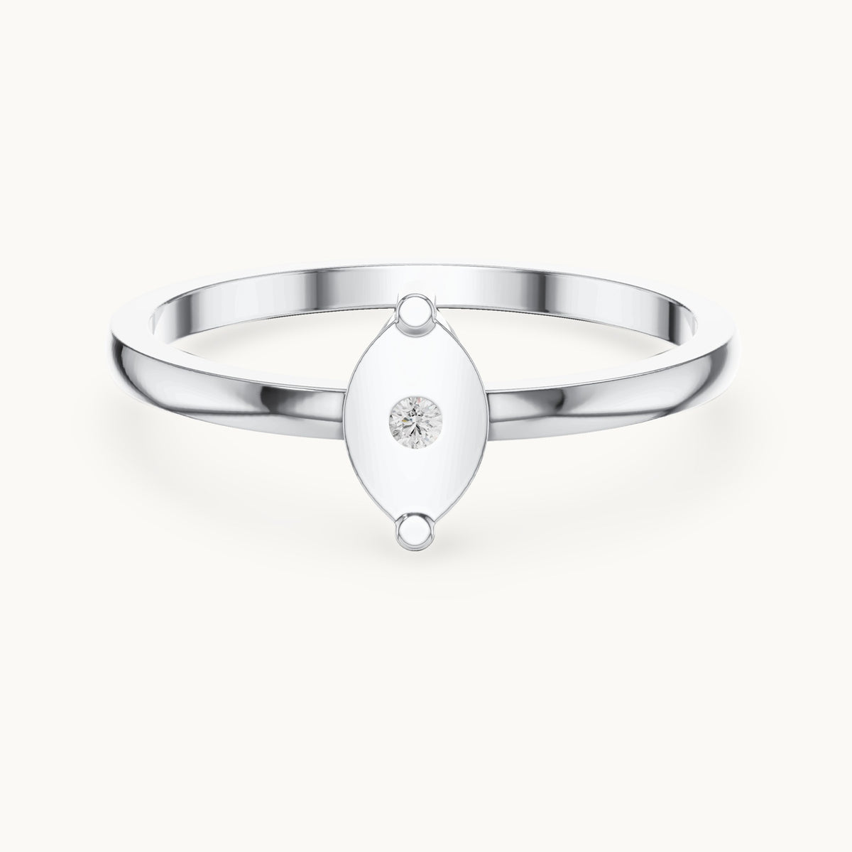 Round lab-grown diamond plate solitaire ring in white gold, 0.01 CT TW, view 4