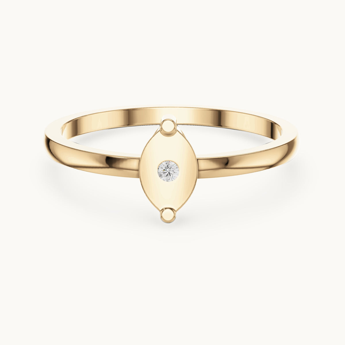 Round lab-grown diamond plate solitaire ring in yellow gold, 0.01 CT TW, view 4