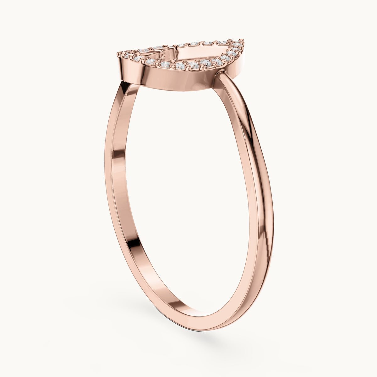 Round lab-grown diamond open outline ring in rose gold, 0.05 CT TW, view 1