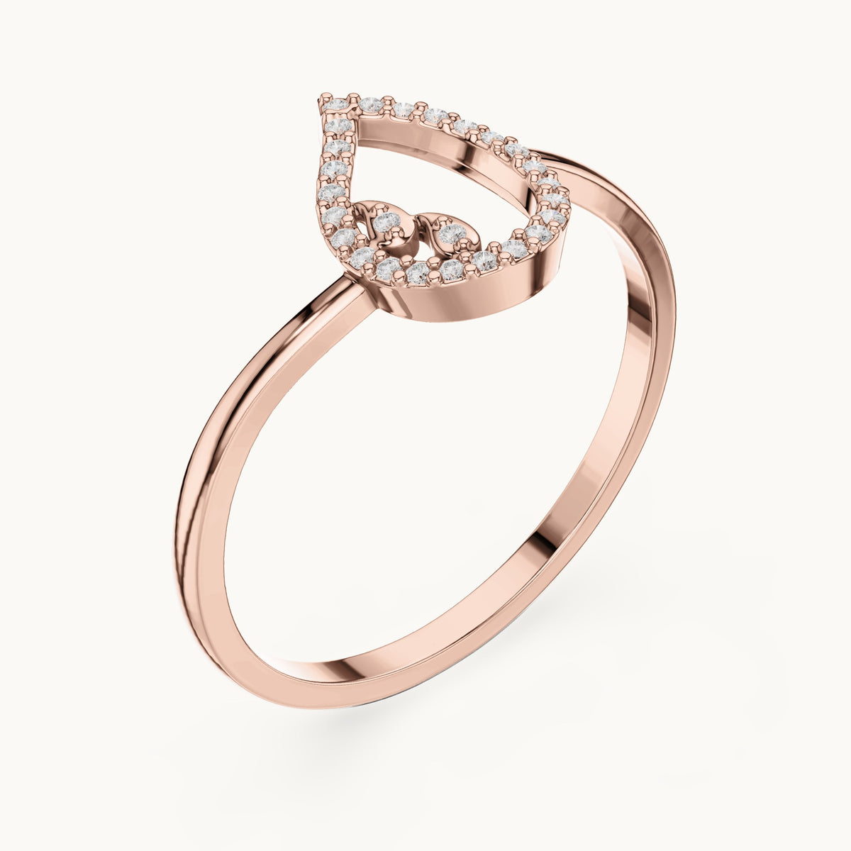 Round lab-grown diamond open outline ring in rose gold, 0.05 CT TW, view 2