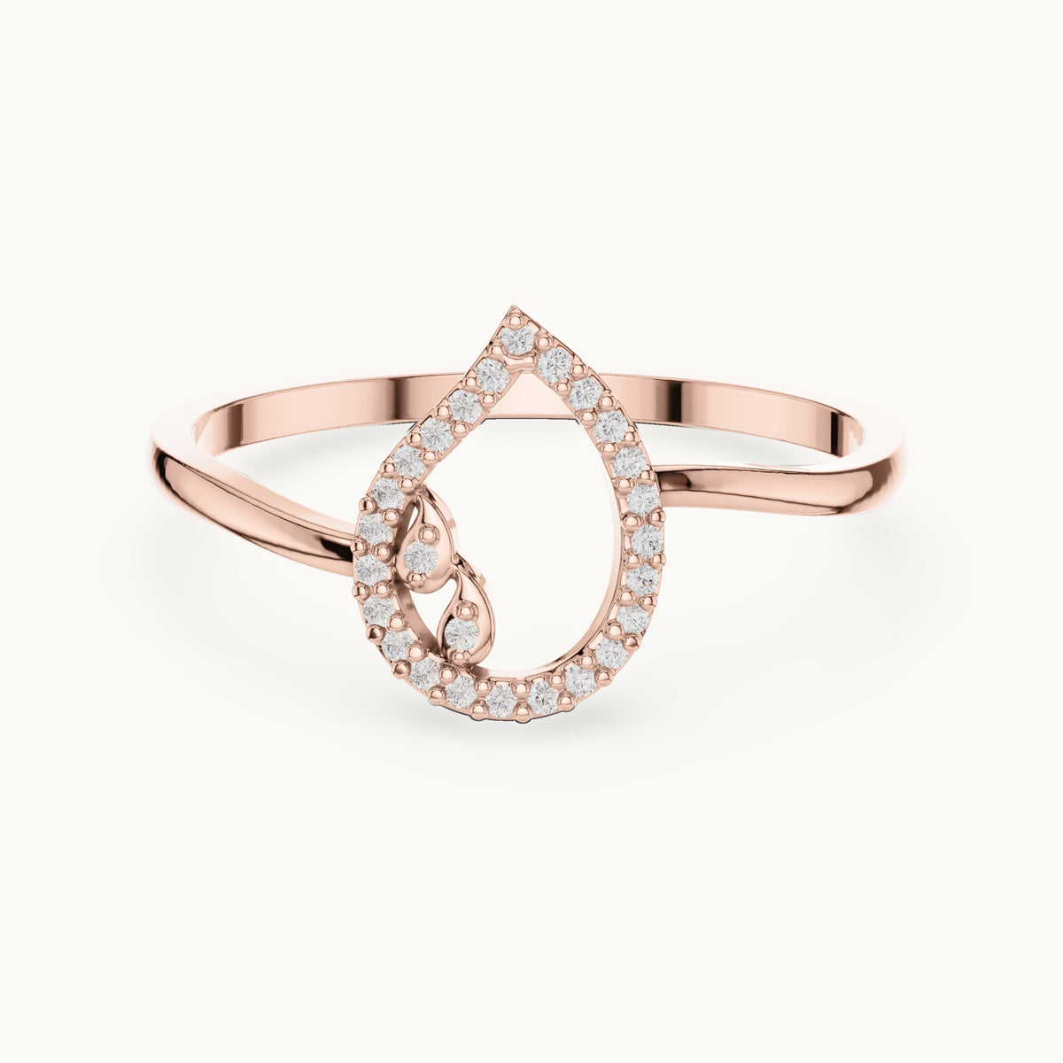 Round lab-grown diamond open outline ring in rose gold, 0.05 CT TW, view 4