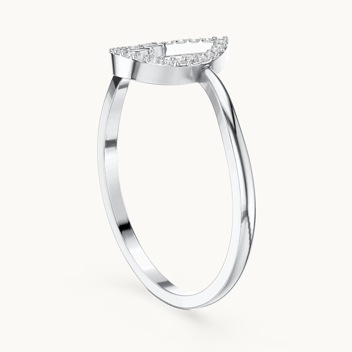 Round lab-grown diamond open outline ring in white gold, 0.05 CT TW, view 1