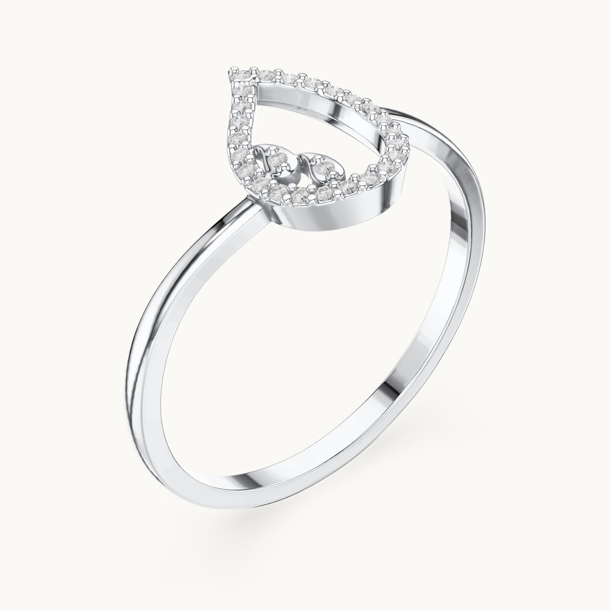 Round lab-grown diamond open outline ring in white gold, 0.05 CT TW, view 2