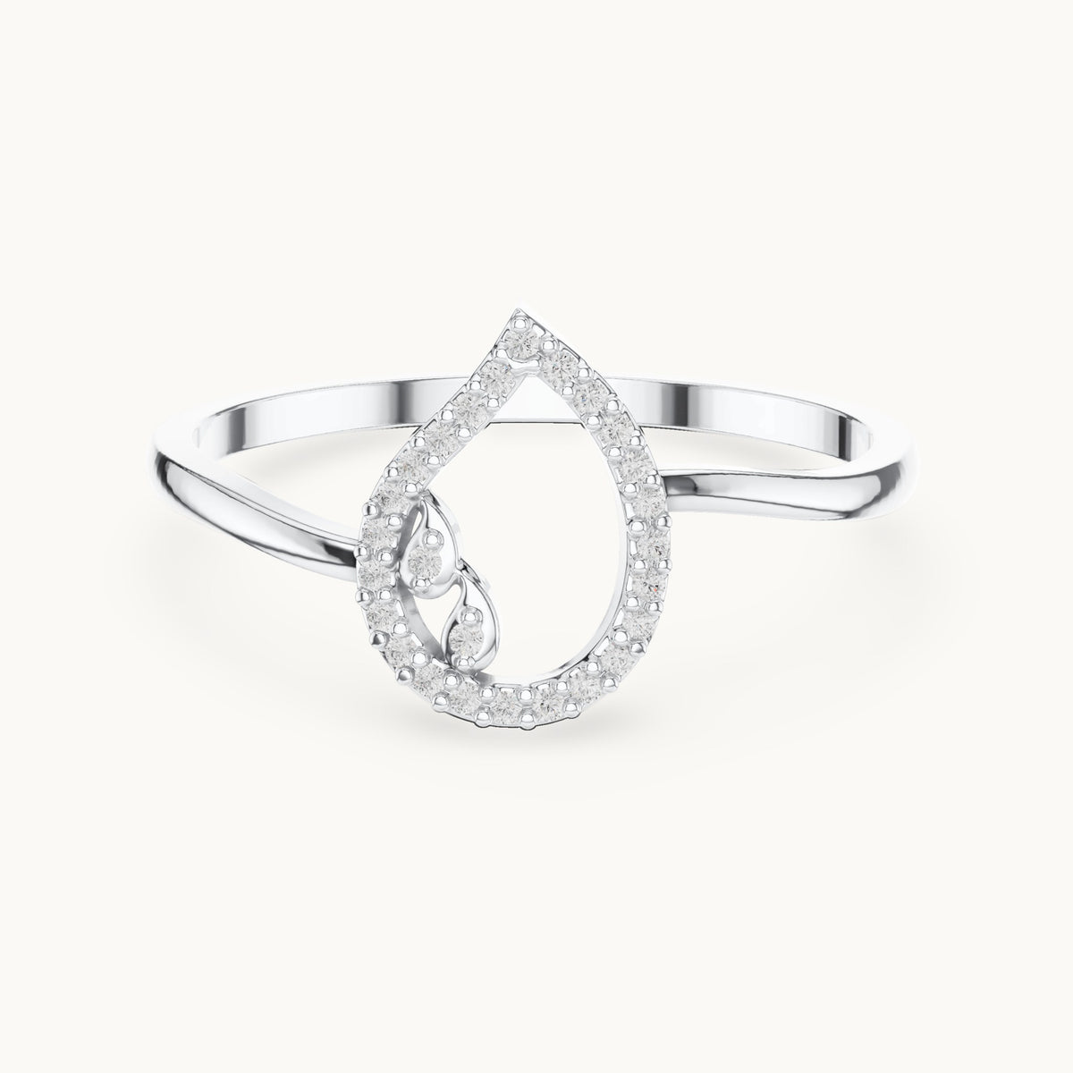 Round lab-grown diamond open outline ring in white gold, 0.05 CT TW, view 4