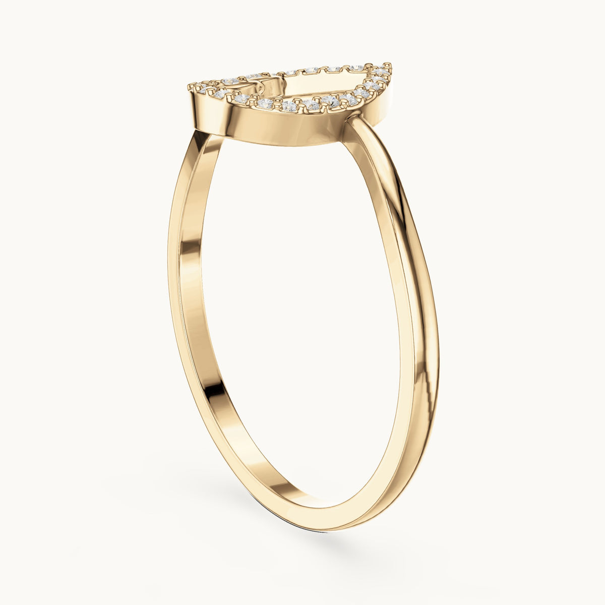 Round lab-grown diamond open outline ring in yellow gold, 0.05 CT TW, view 1