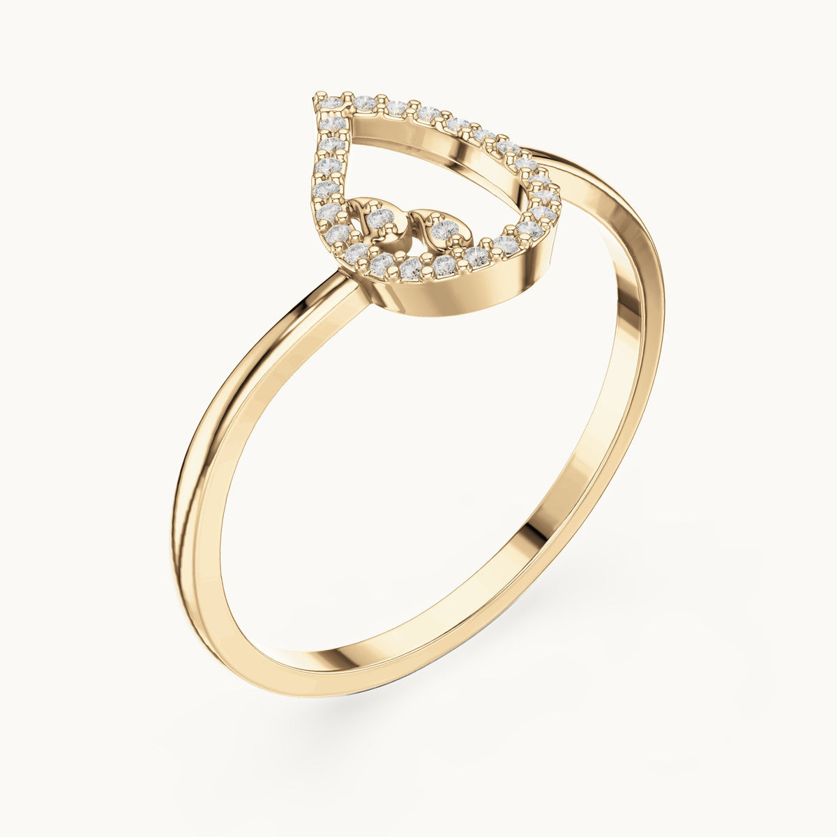 Round lab-grown diamond open outline ring in yellow gold, 0.05 CT TW, view 2