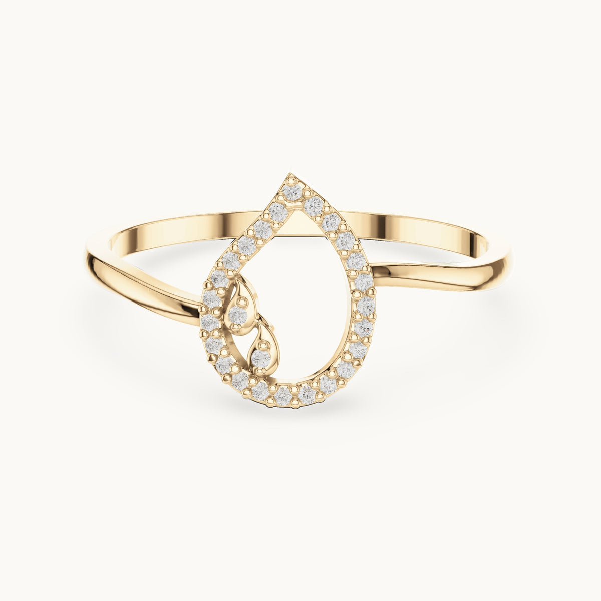 Round lab-grown diamond open outline ring in yellow gold, 0.05 CT TW, view 4