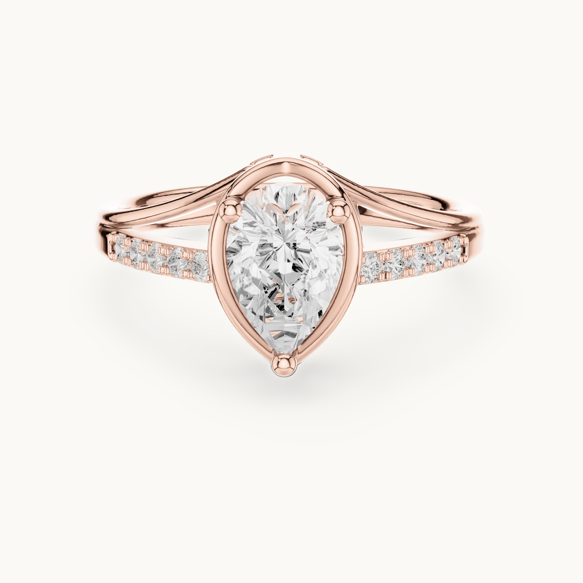 Pear lab-grown diamond bypass engagement ring in 14K rose gold, 0.90 CT TW, view 4