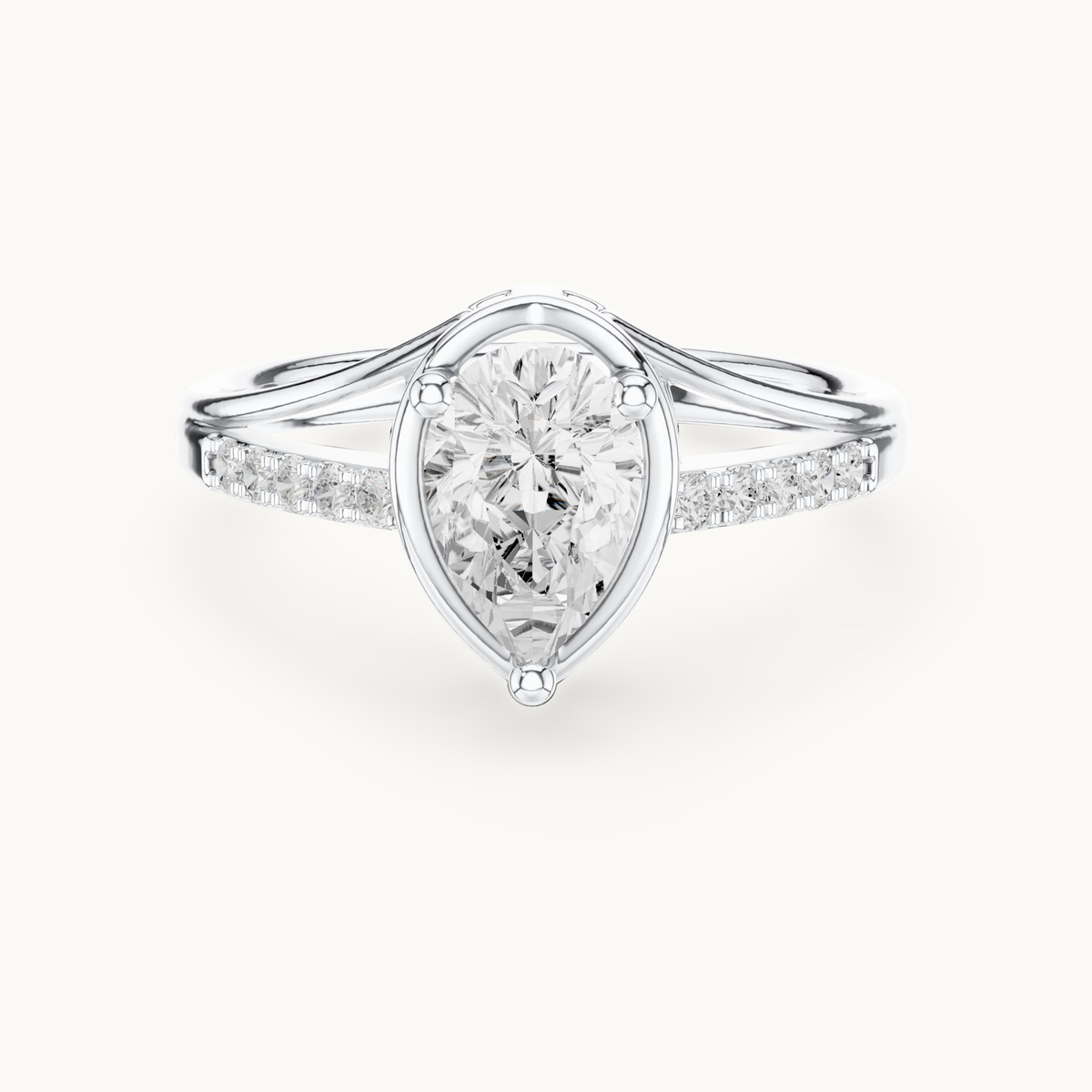 Pear lab-grown diamond bypass engagement ring in 14K white gold, 0.90 CT TW, view 4