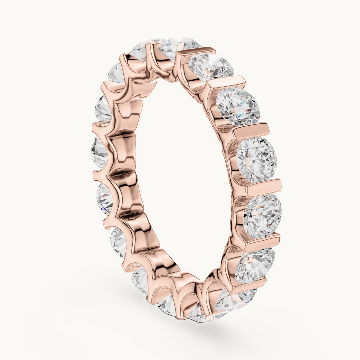 Round lab-grown diamond bar-set full eternity band in rose gold, 3.825 CT TW, view 1