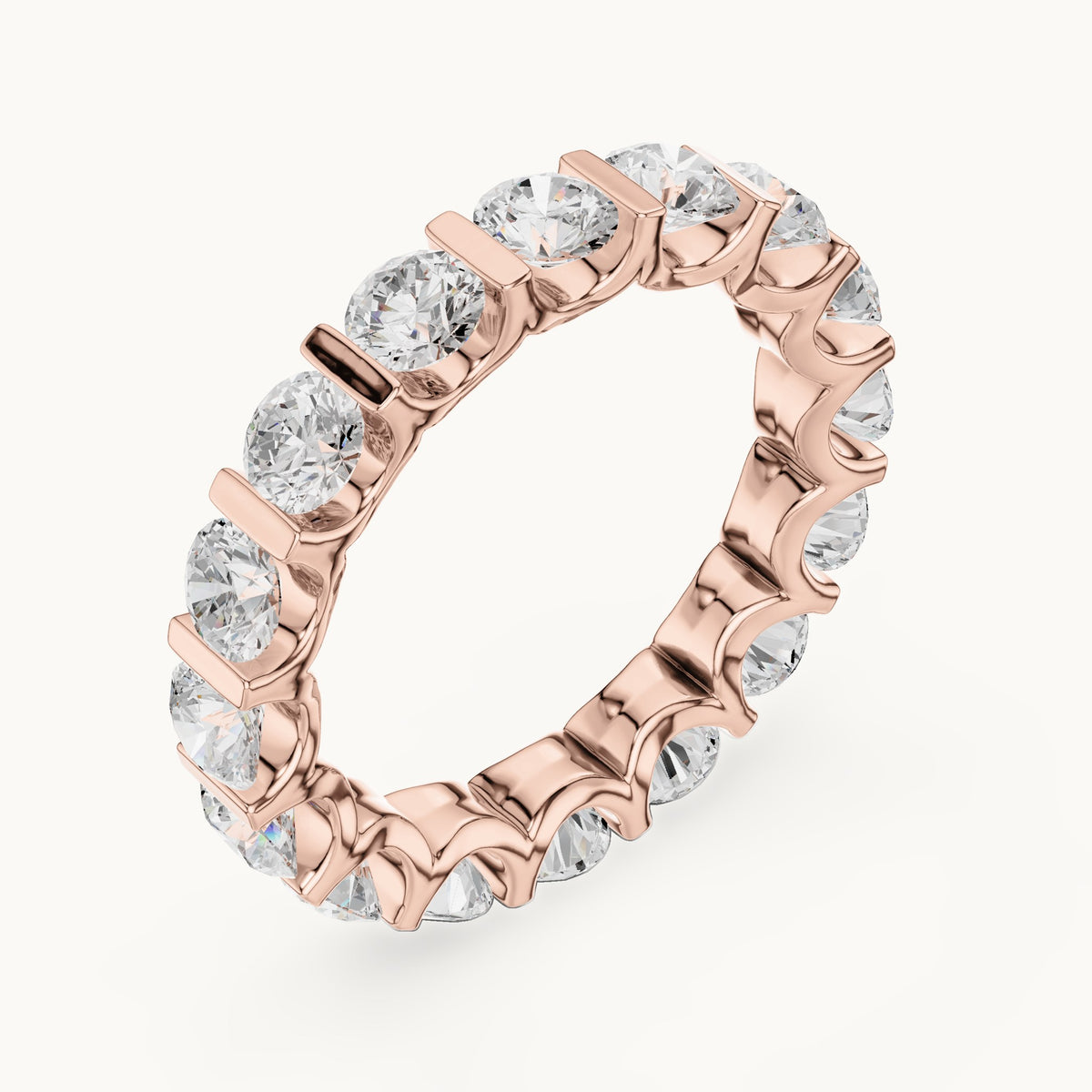Round lab-grown diamond bar-set full eternity band in rose gold, 3.825 CT TW, view 2