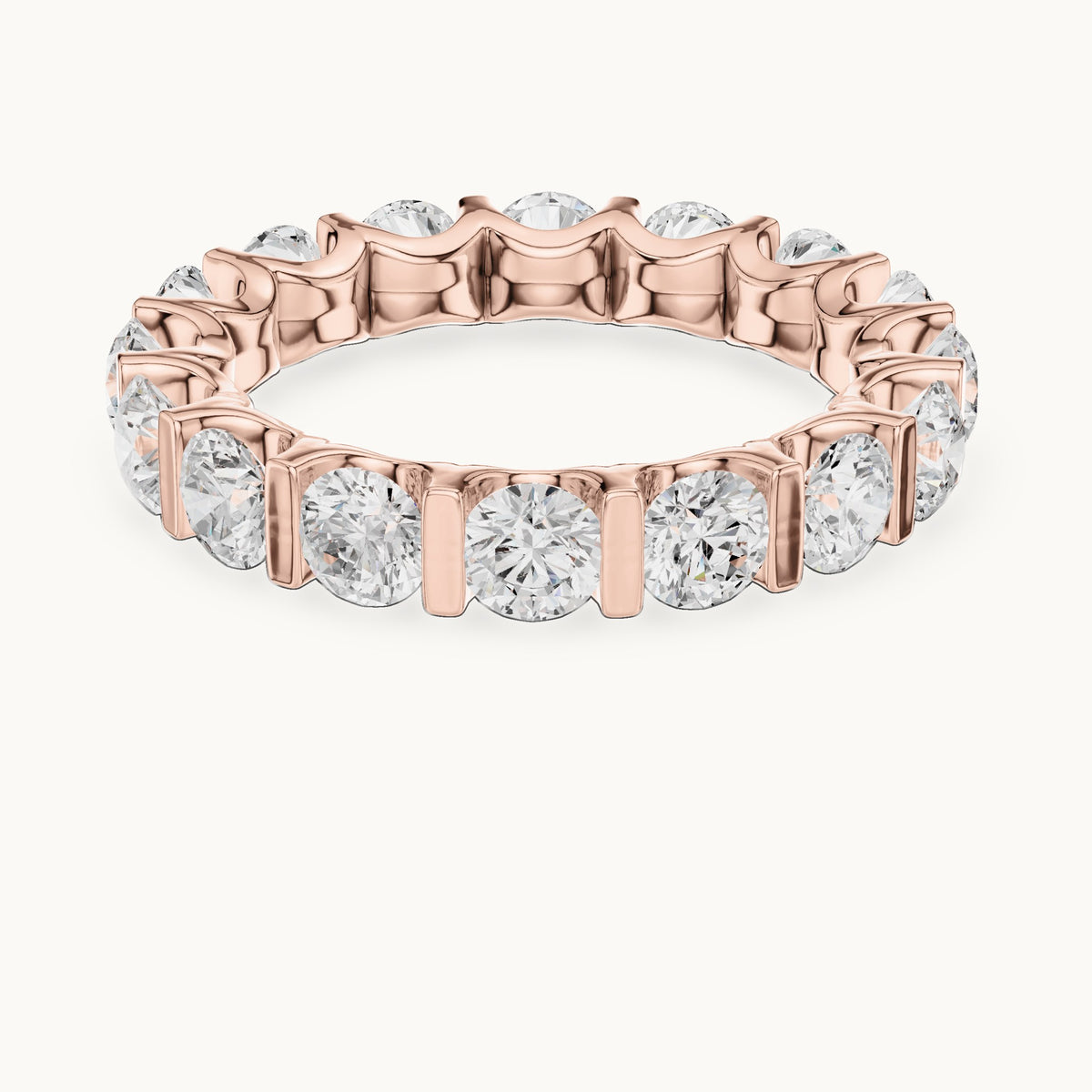 Round lab-grown diamond bar-set full eternity band in rose gold, 3.825 CT TW, view 4