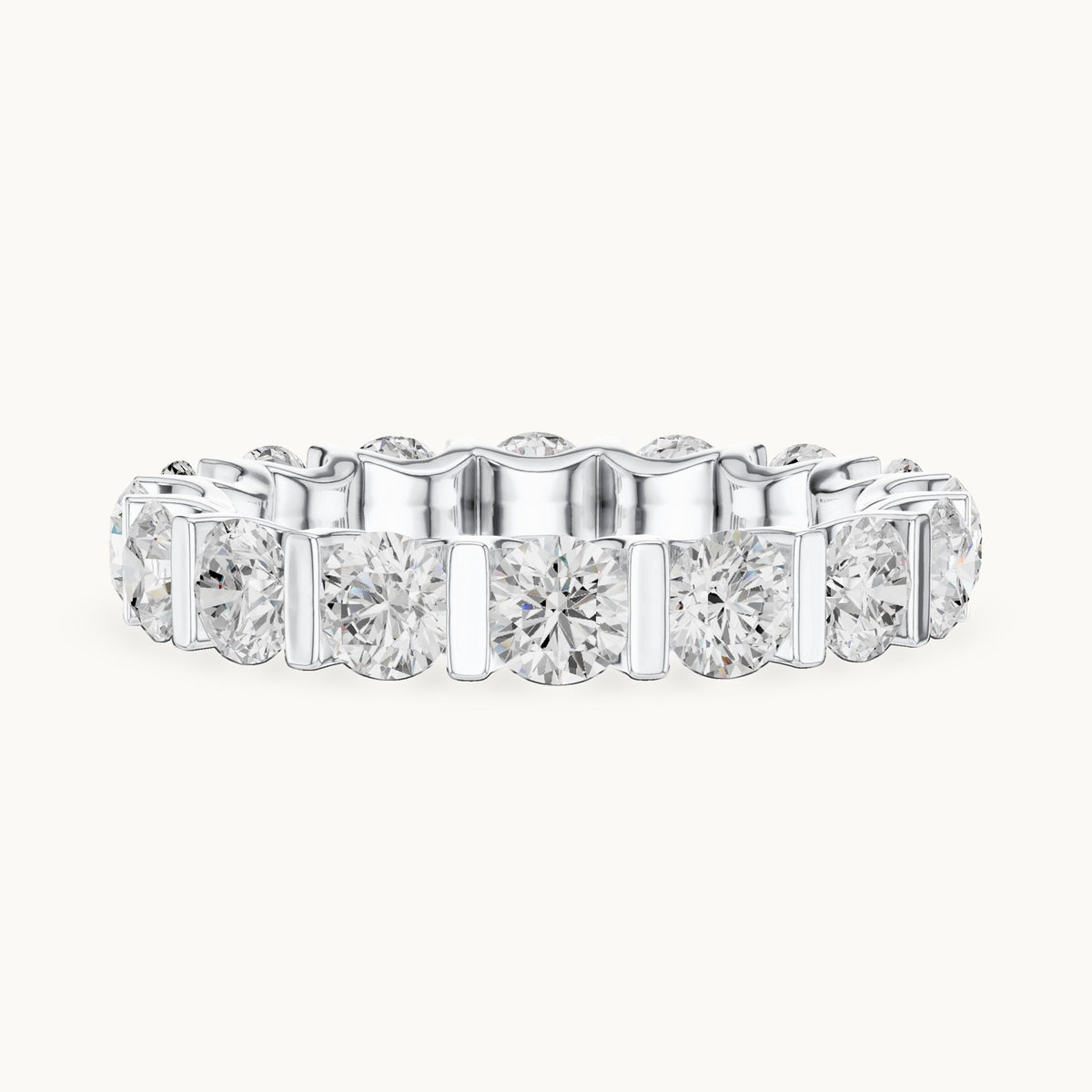 Round lab-grown diamond bar-set full eternity band in white gold, 3.825 CT TW, view 3