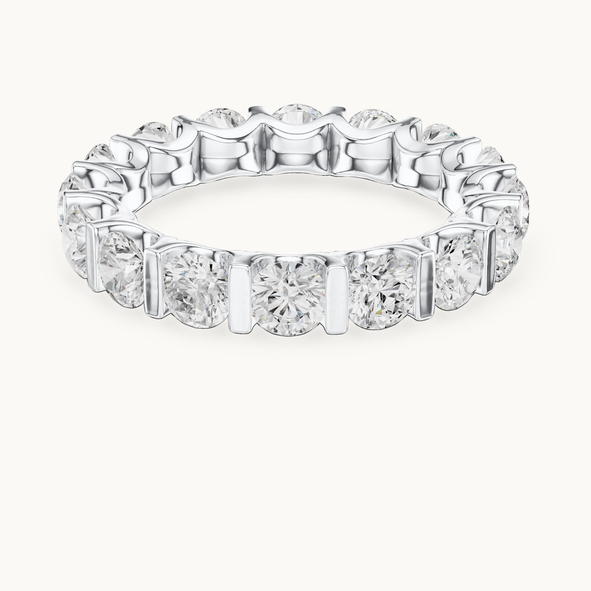 Round lab-grown diamond bar-set full eternity band in white gold, 3.825 CT TW, view 4