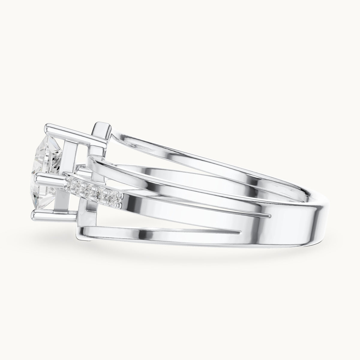 Princess-cut lab-grown diamond split shank engagement ring in white gold, 0.63 CT TW, view 3