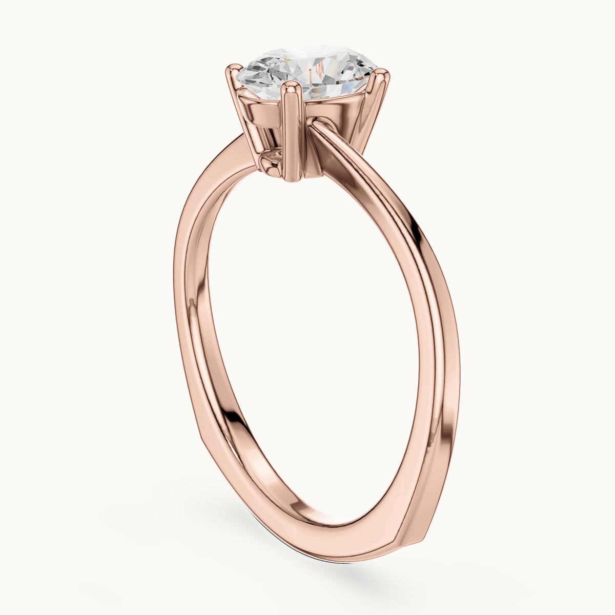 Oval lab-grown diamond solitaire engagement ring in 14K rose gold, 0.78 CT TW, view 1