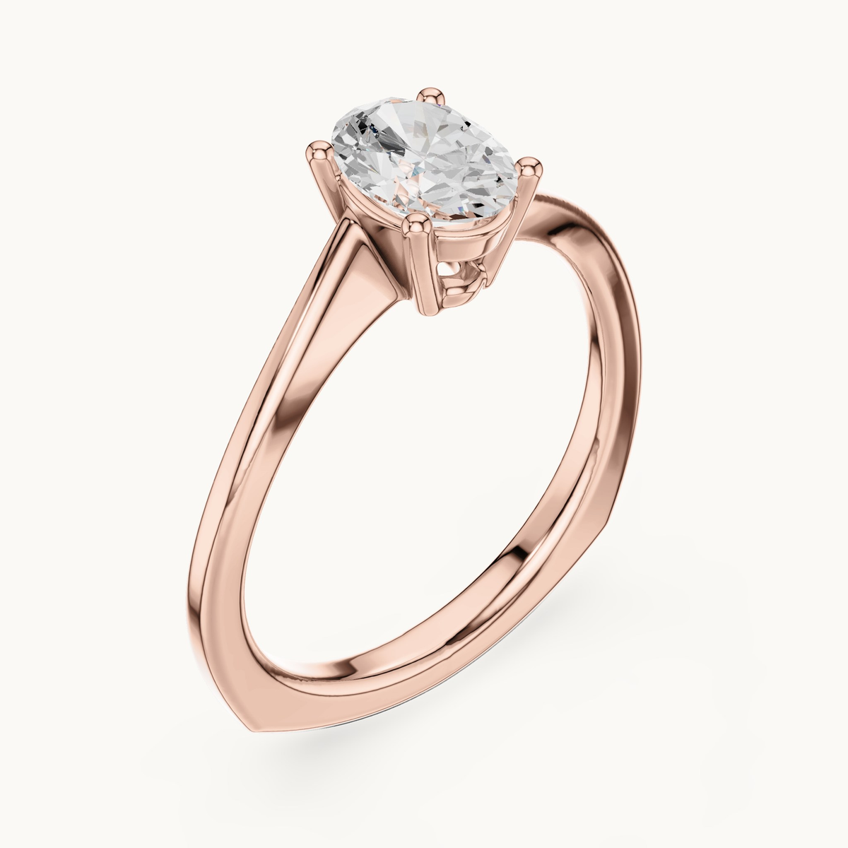 Oval lab-grown diamond solitaire engagement ring in 14K rose gold, 0.78 CT TW, view 2