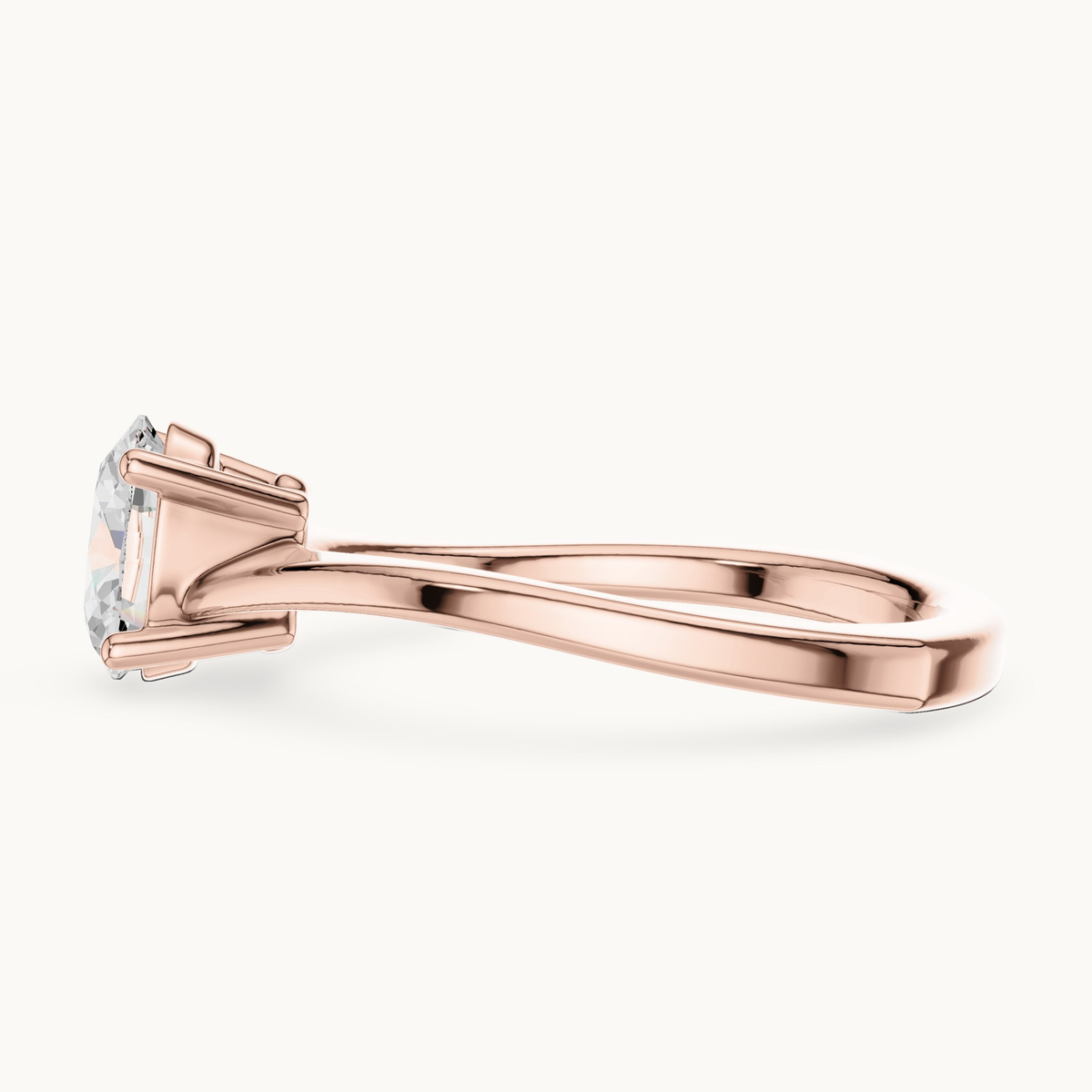 Oval lab-grown diamond solitaire engagement ring in 14K rose gold, 0.78 CT TW, view 3
