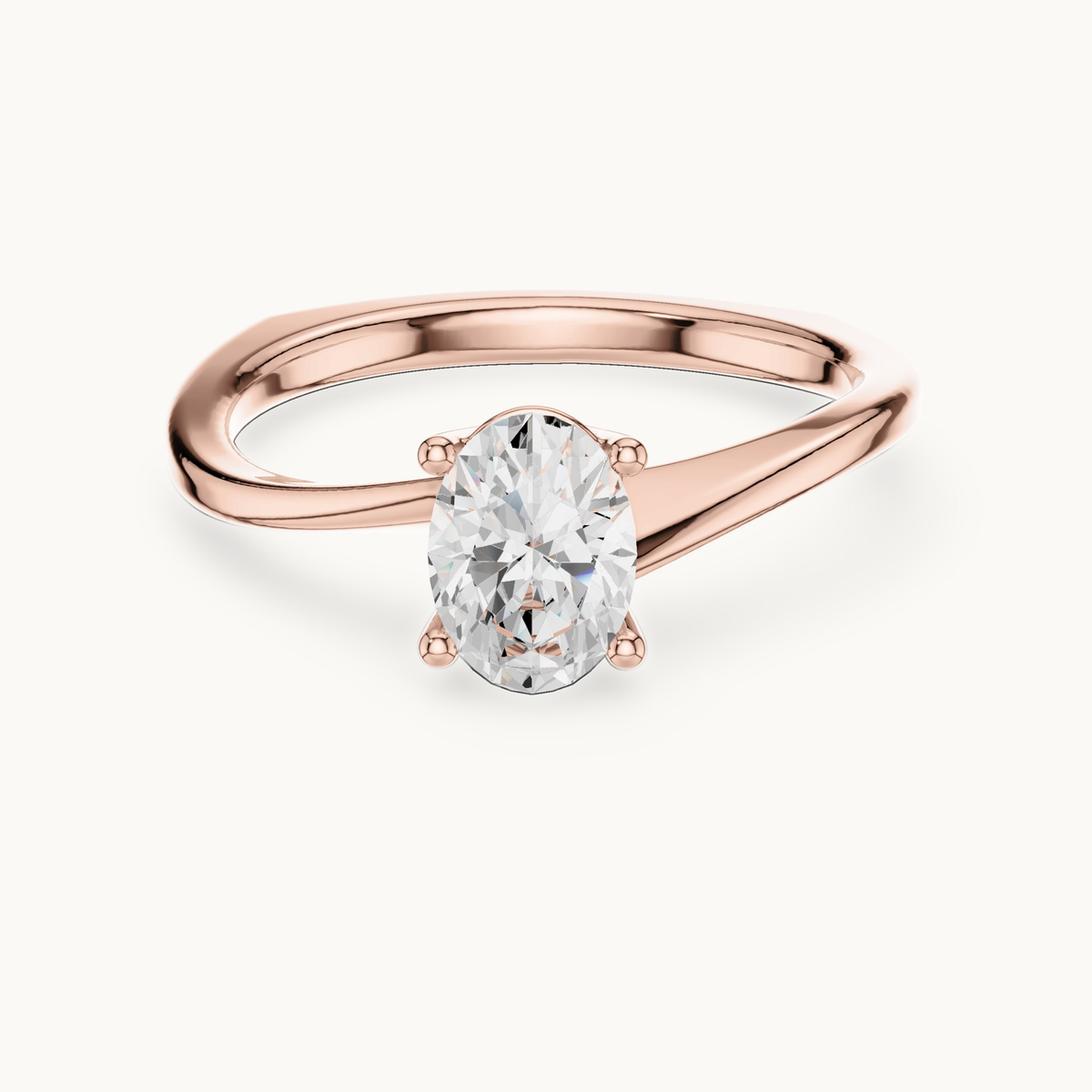 Oval lab-grown diamond solitaire engagement ring in 14K rose gold, 0.78 CT TW, view 4