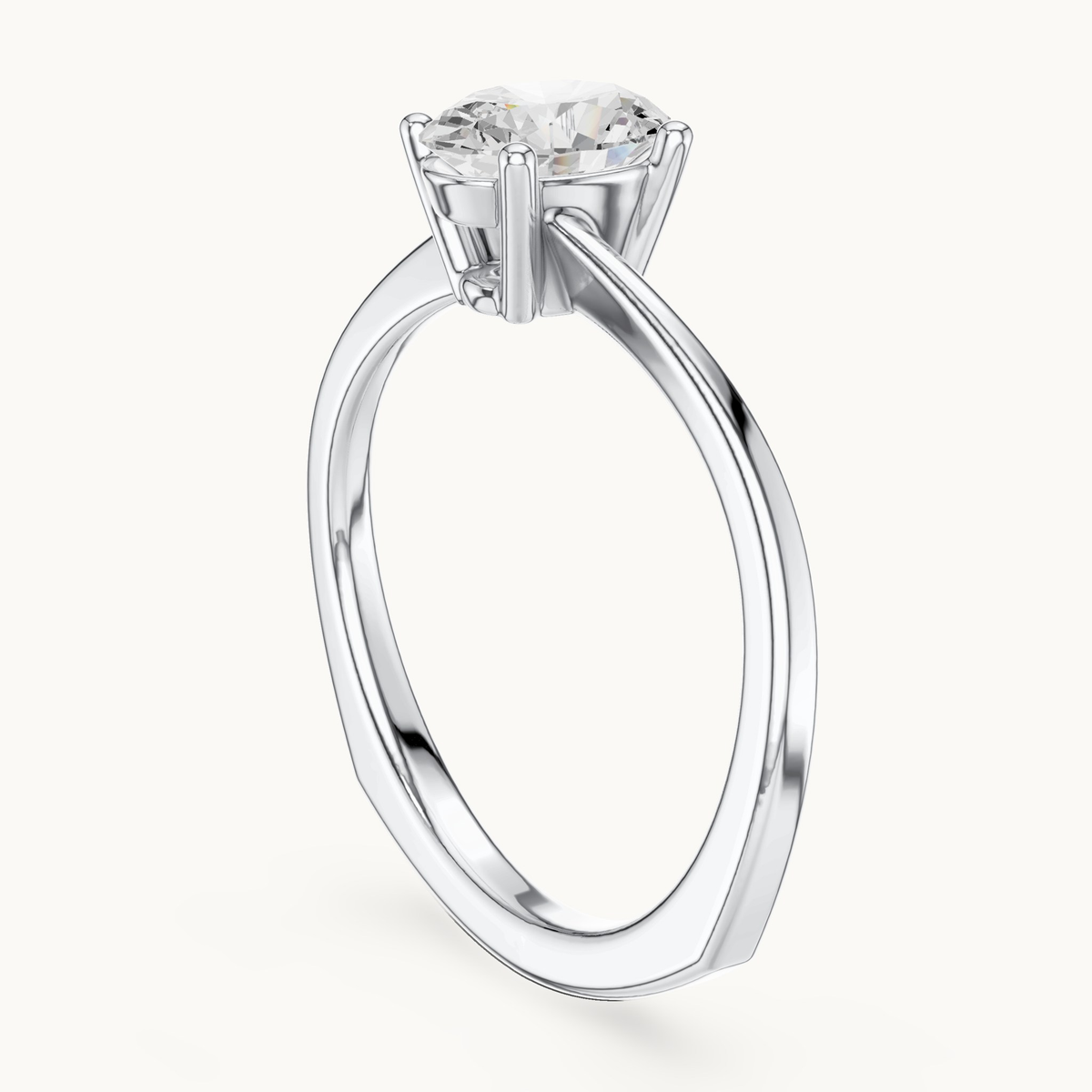 Oval lab-grown diamond solitaire engagement ring in 14K white gold, 0.78 CT TW, view 1