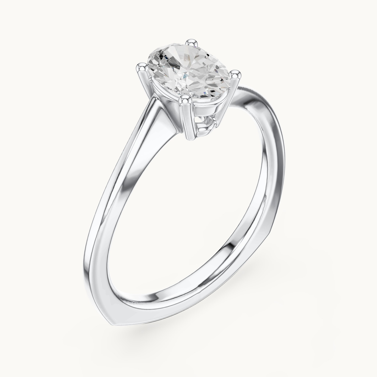 Oval lab-grown diamond solitaire engagement ring in 14K white gold, 0.78 CT TW, view 2