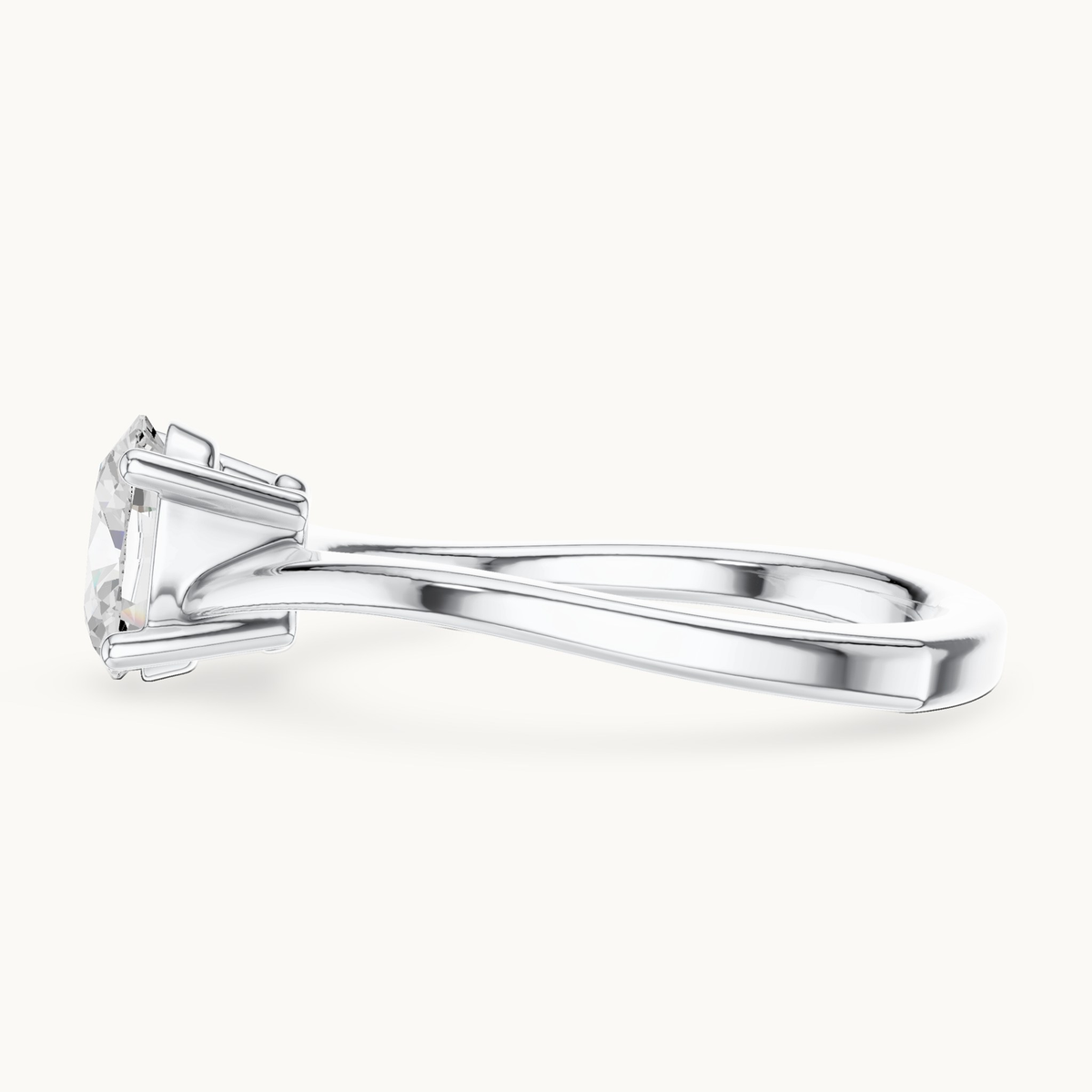 Oval lab-grown diamond solitaire engagement ring in 14K white gold, 0.78 CT TW, view 3