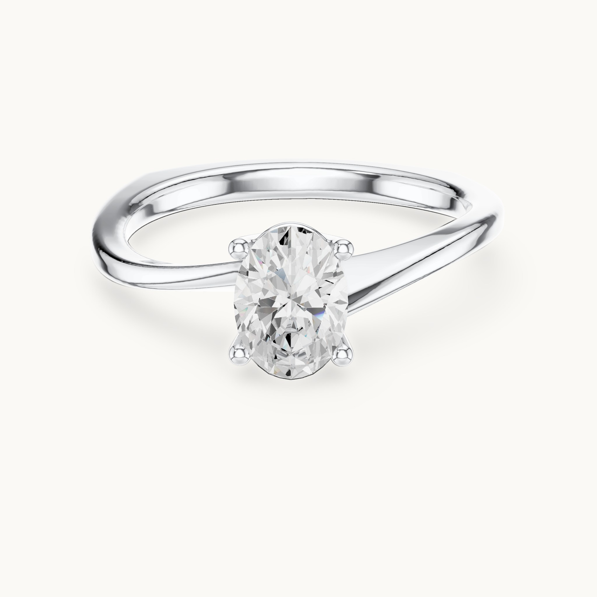 Oval lab-grown diamond solitaire engagement ring in 14K white gold, 0.78 CT TW, view 4